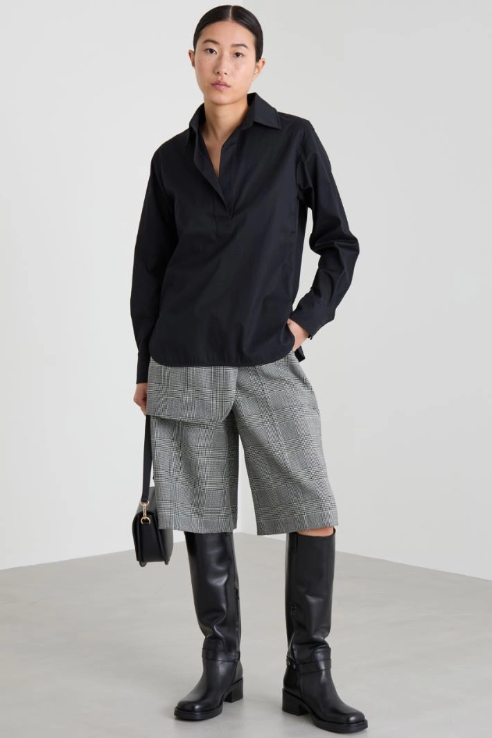 Cotton twill shirt - BLACK