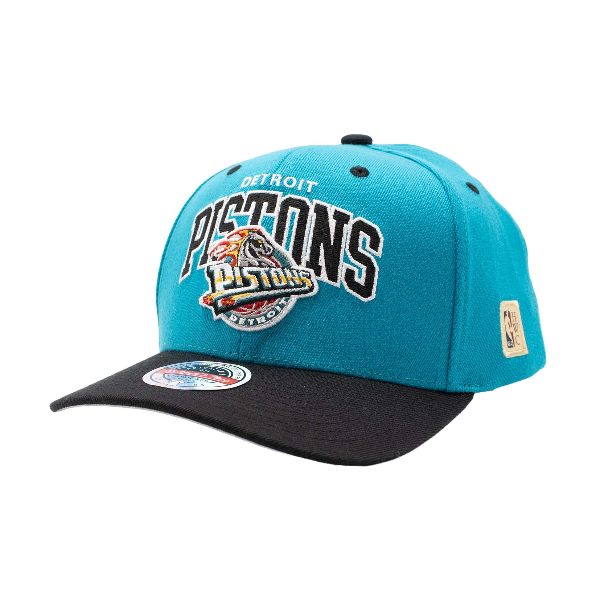 Detroit Pistons Team Arch Classic Red Stretch-Snap NBA Cap Green Teal