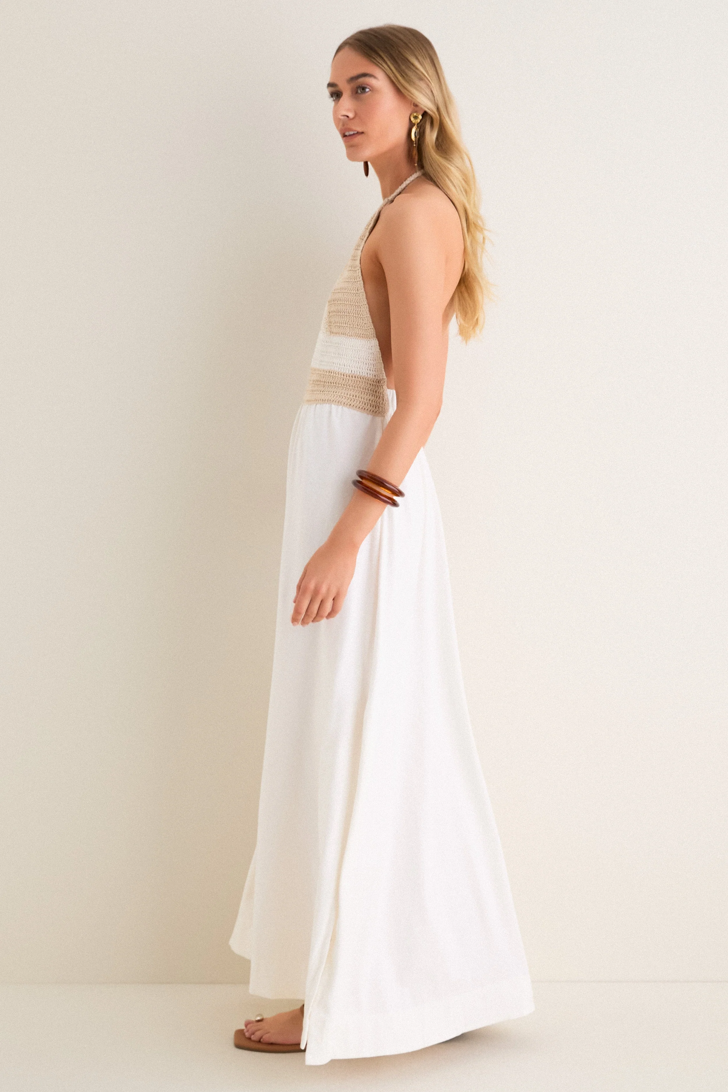 Off-White Sunset Crochet Maxi Dress