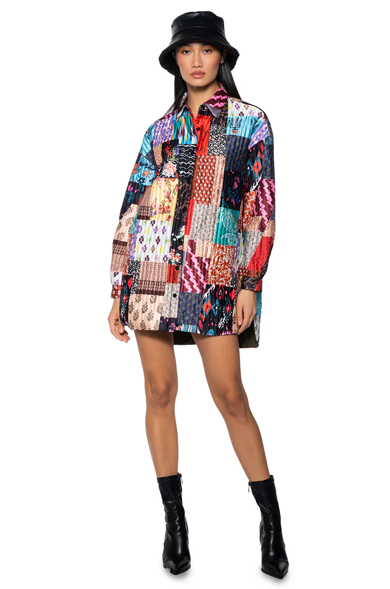 Patchwork Oversized Shirt Dress