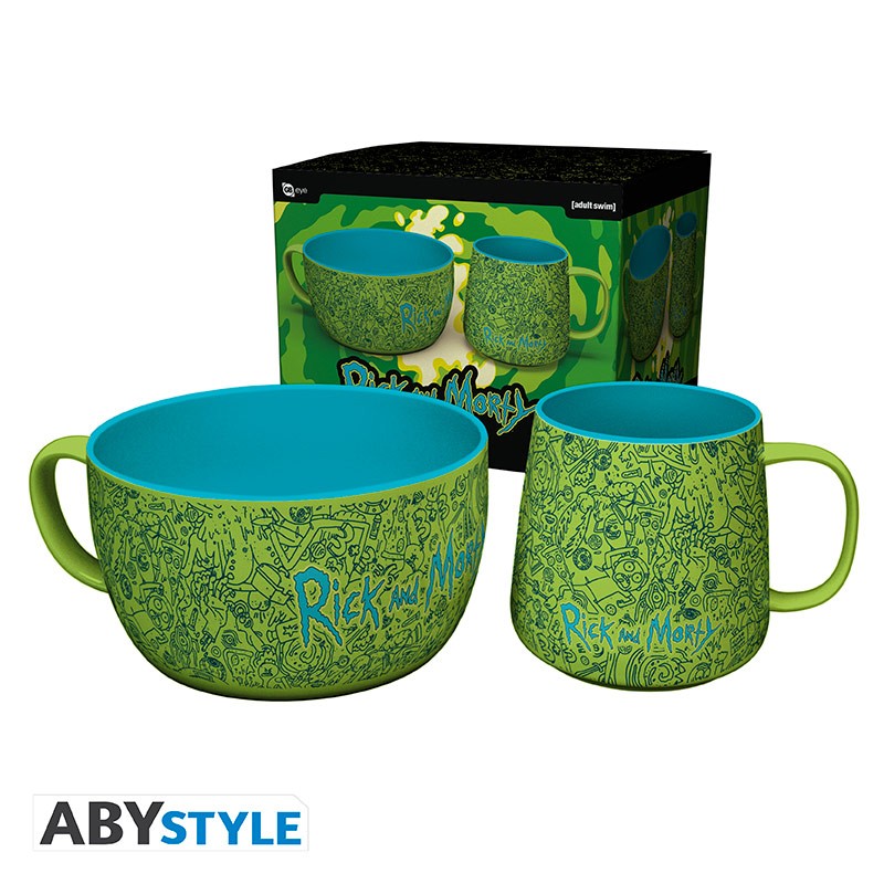 RICK AND MORTY Breakfast Set Mug + Bowl Pattern
