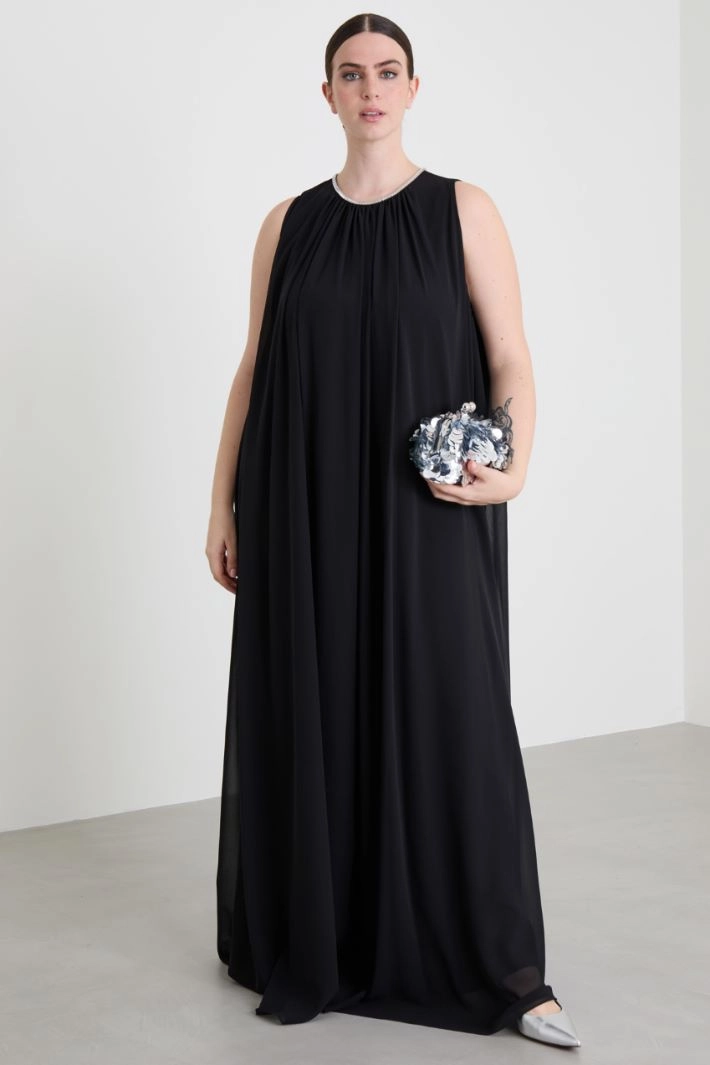 Long crepe dress - BLACK