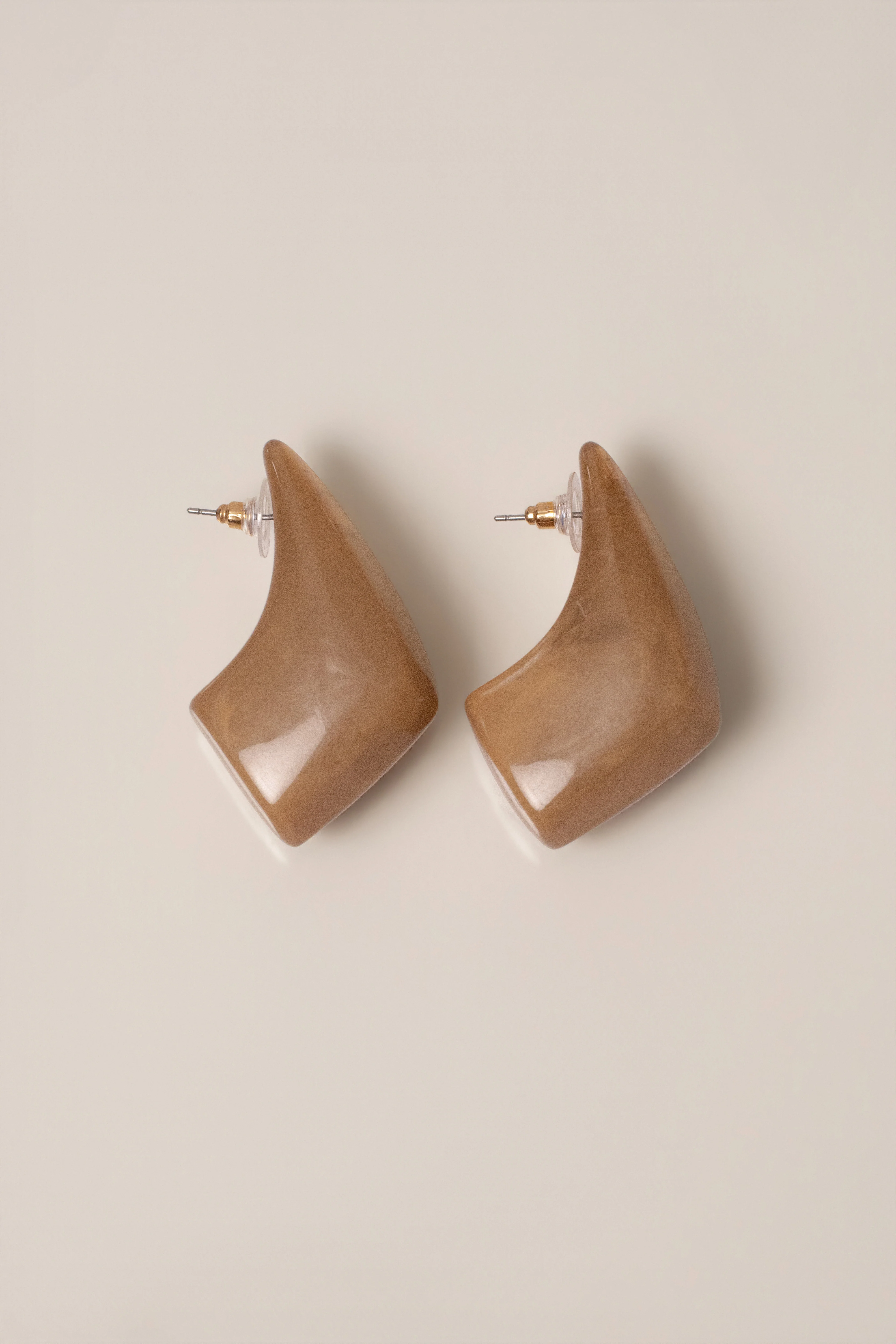 Beige Sculpt Resin Earrings