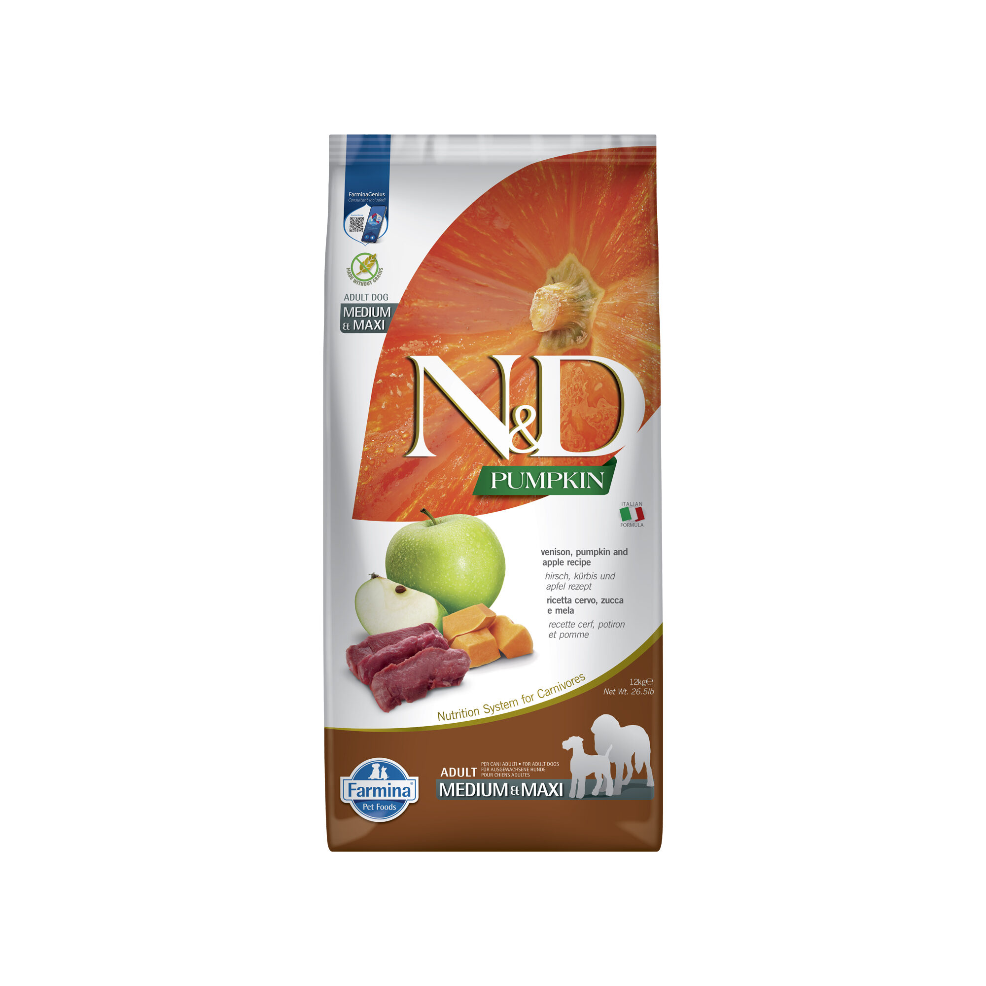 Farmina N&D Pumpkin Venison and Apple Adult Dog Medium & Maxi - 12 kg
