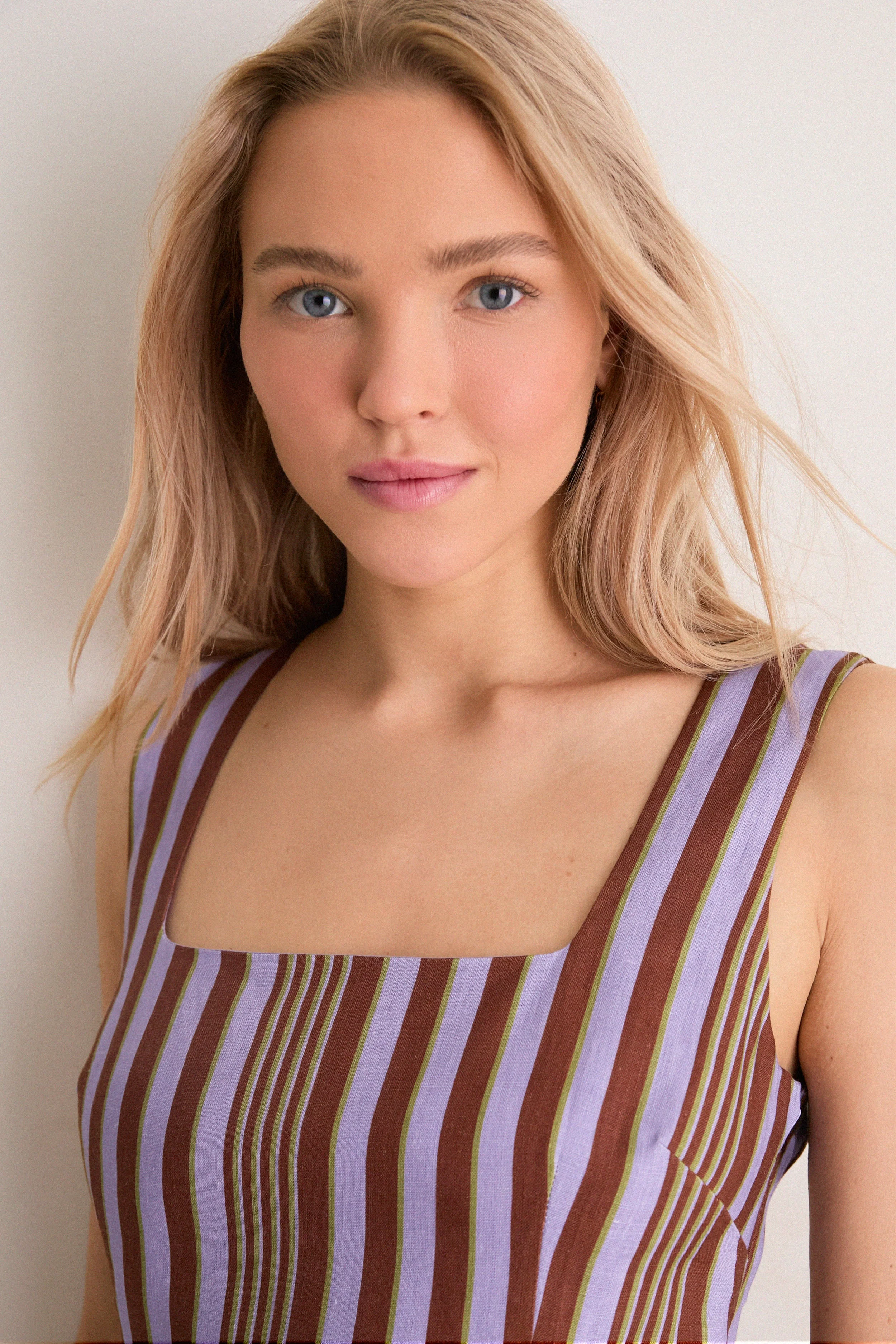 Purple Multi Stripe Hadley Mini Dress