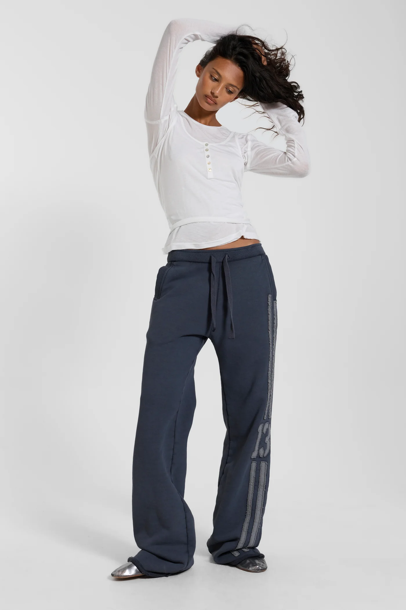 13 Stripe Straight Jogger in Charcoal