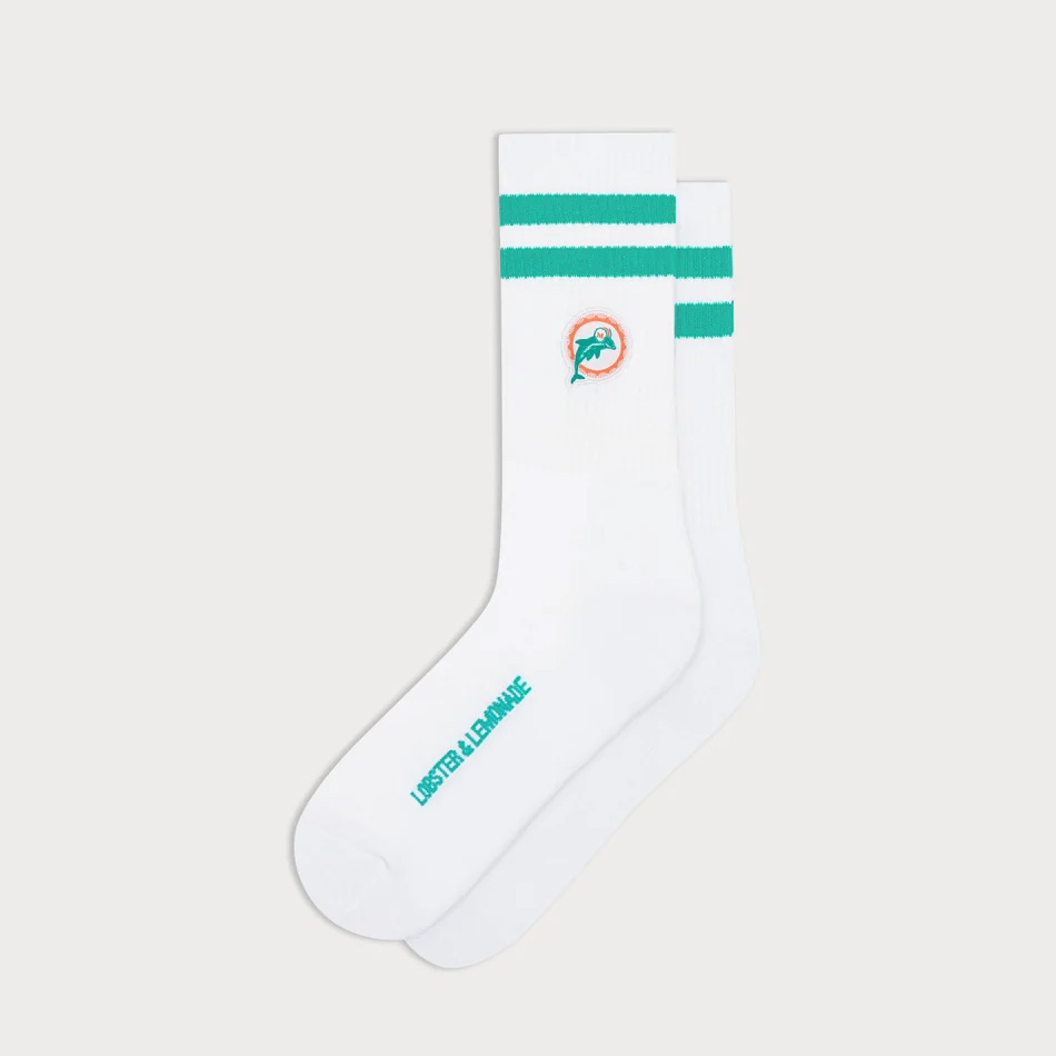 Miami Dolphins L&L '90 Classics NFL Crew Socks White