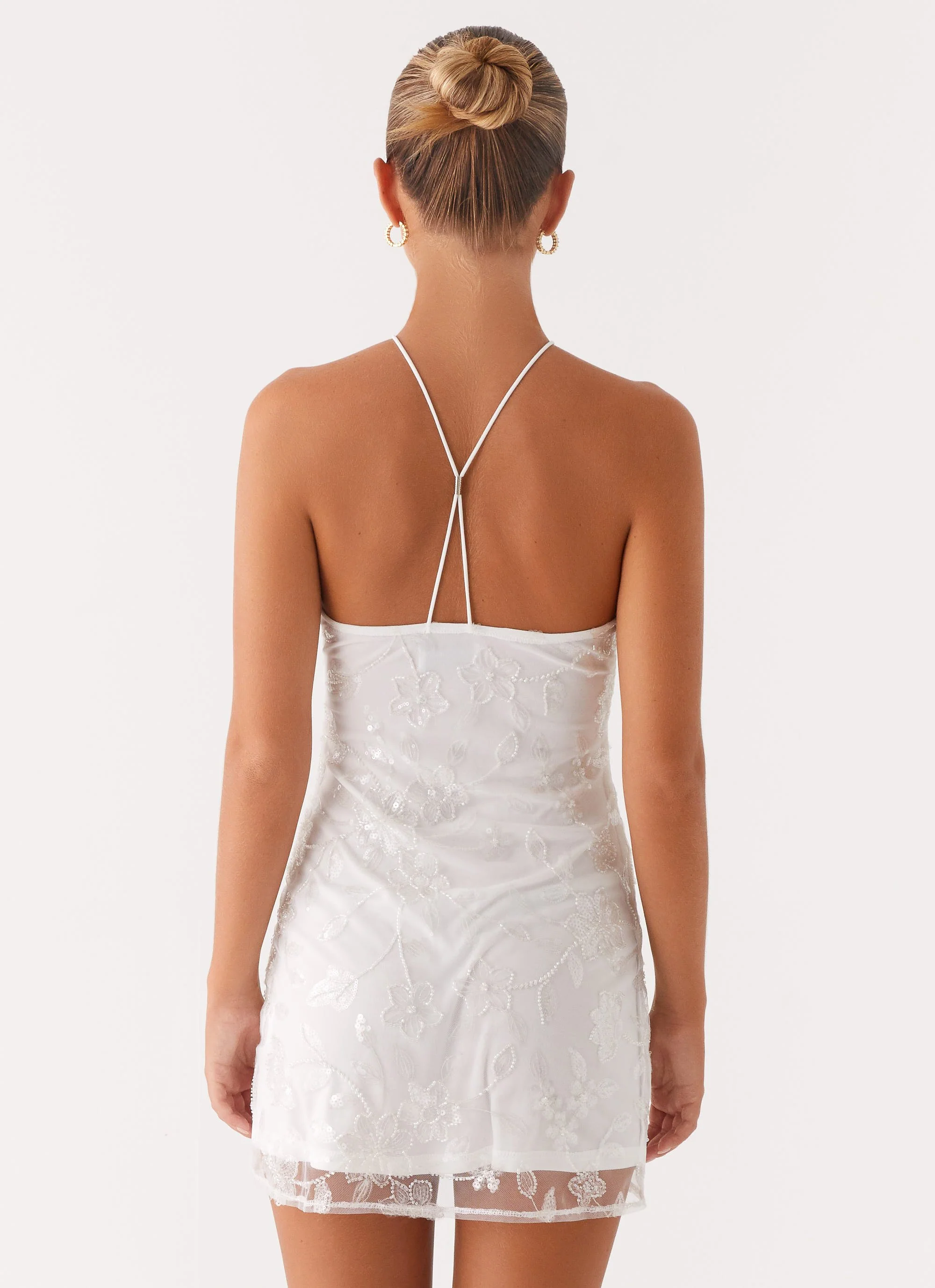 Rumi Beaded Mini Dress - White