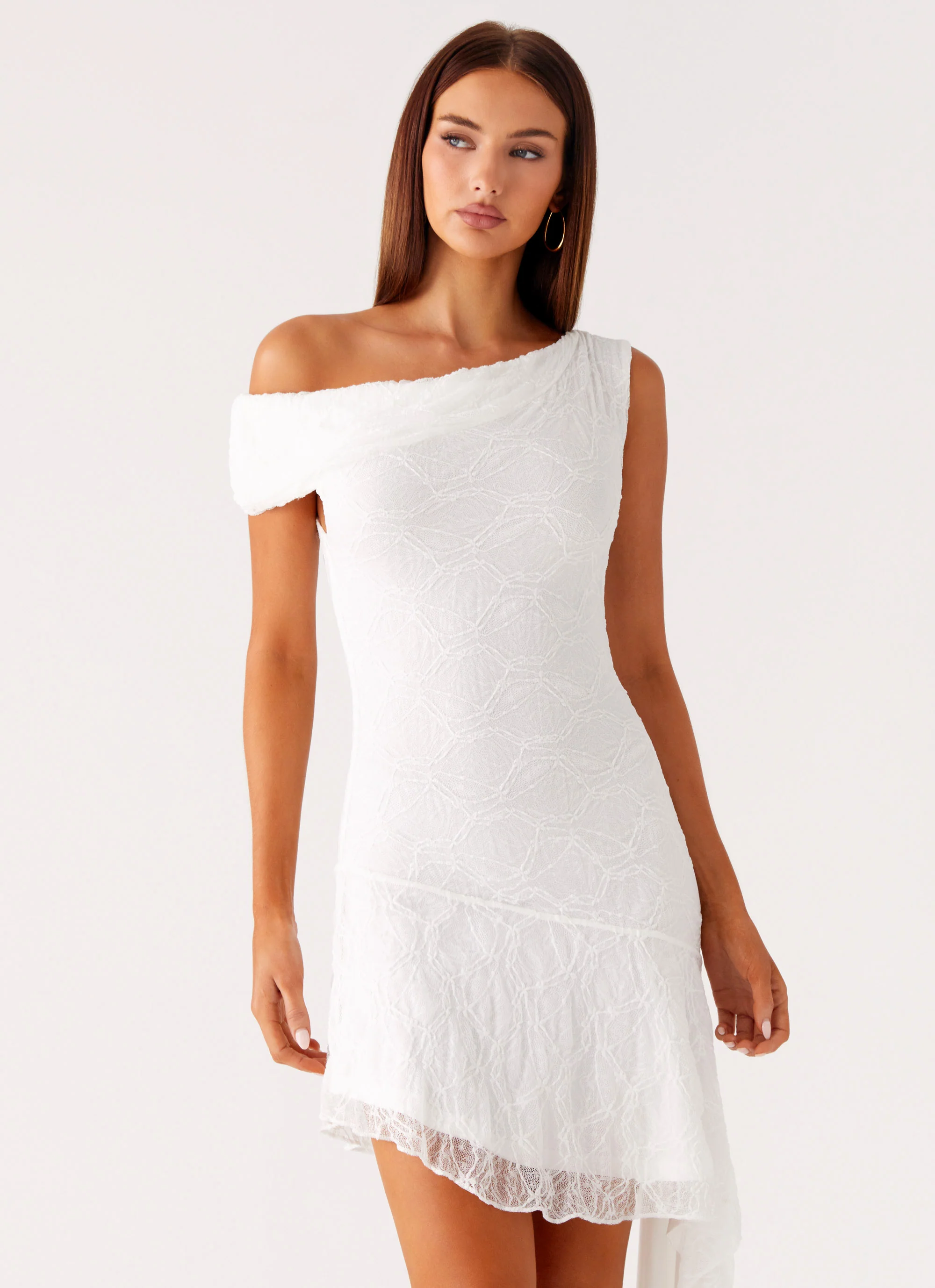 Rylee One Shoulder Midi Dress - White