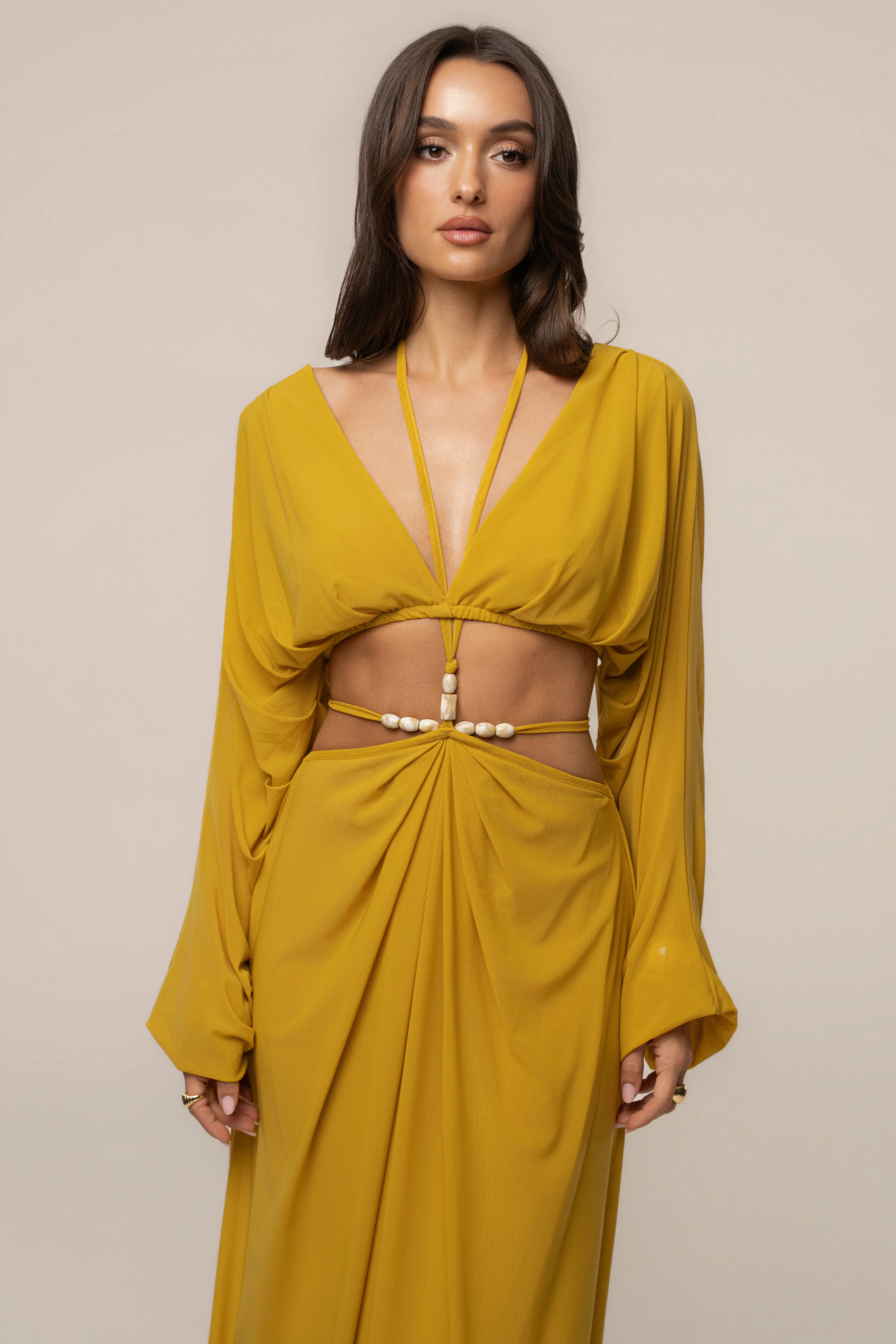 Mustard Selene Draped Top