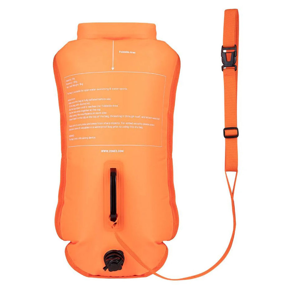 Zone3 Recycled Swim Safety Buoy / Dry Bag 28L - hi-vis orange