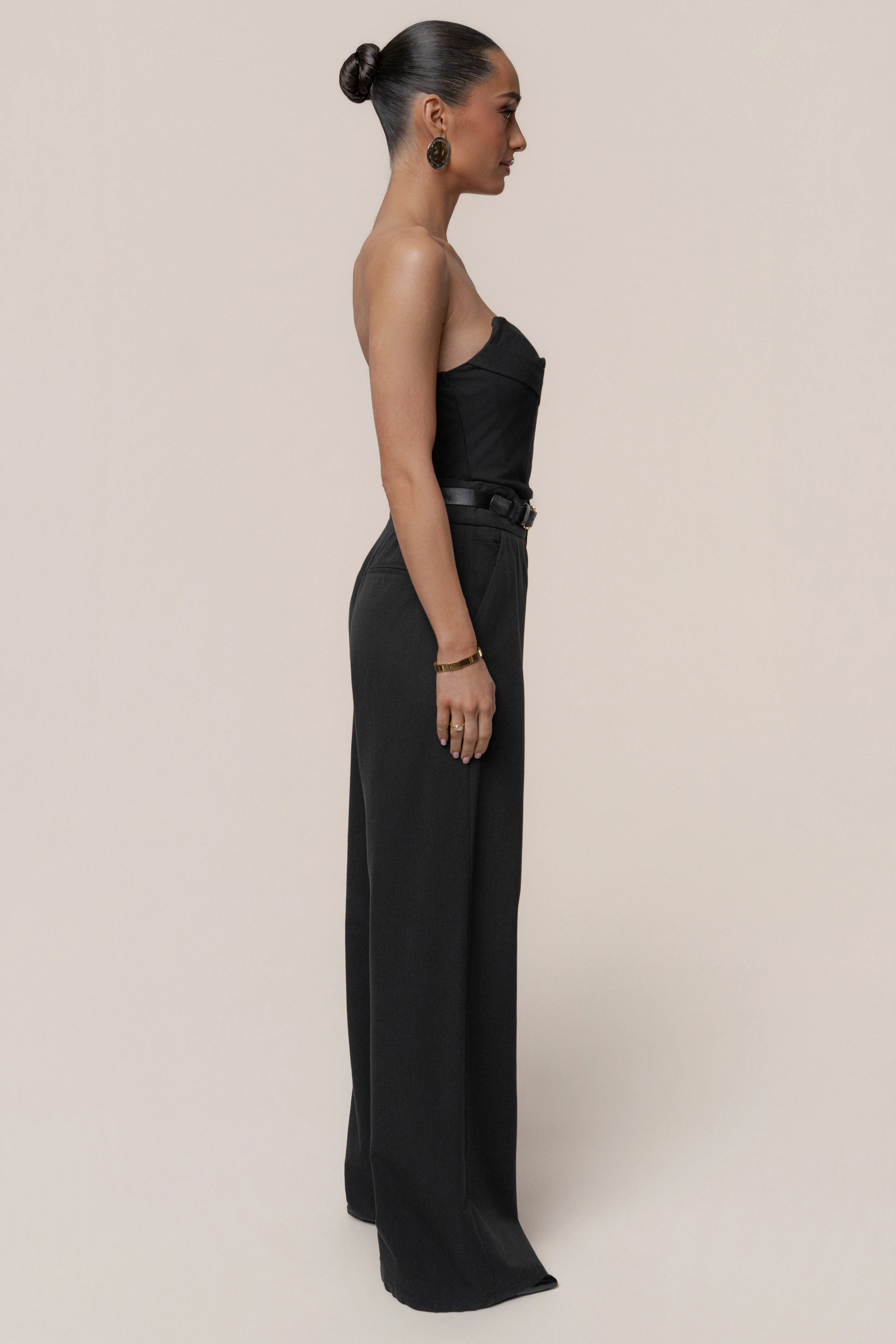 Black Everywhere Belted Trousers