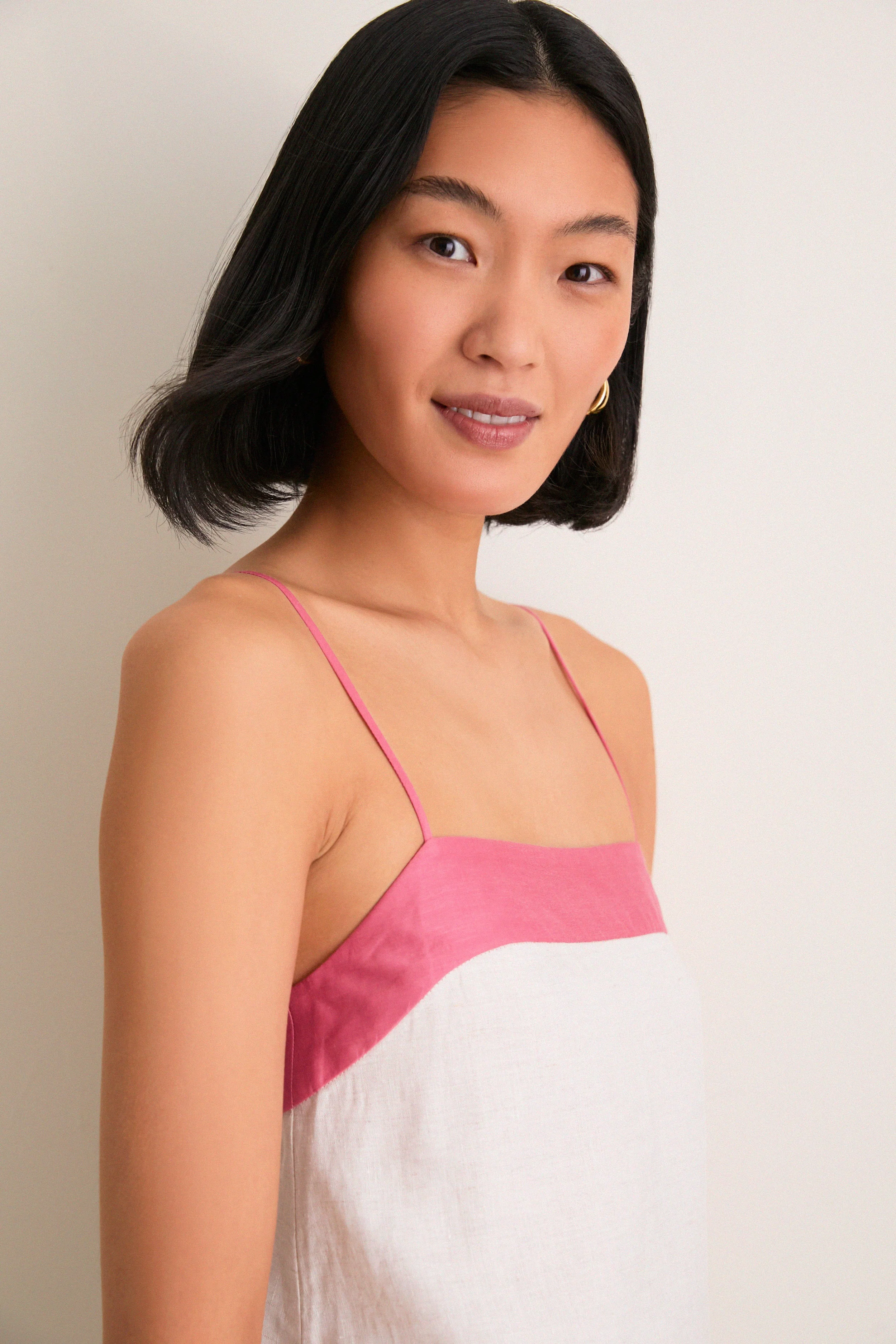 Blush and Canyon Linen Laura Mini Dress