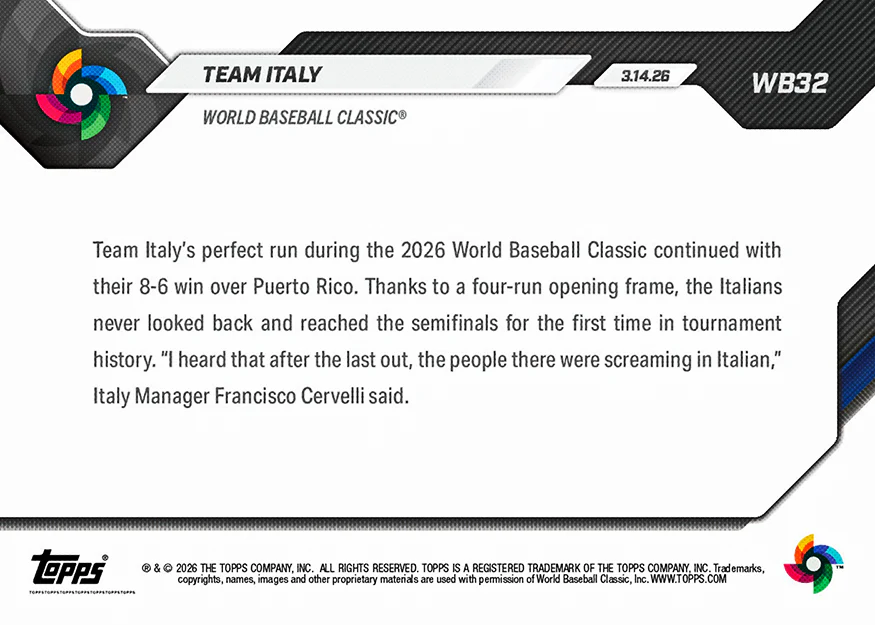 Team Italy - 2026 World Baseball Classic Topps NOW® - Card 32