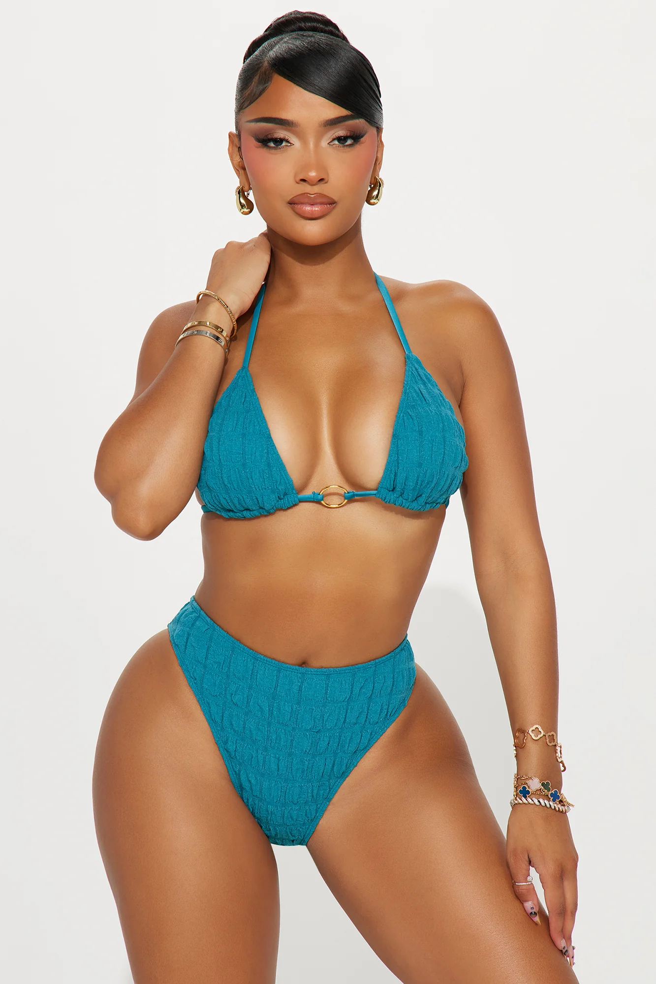 Serena Bubble 3 Piece Bikini Set - Teal
