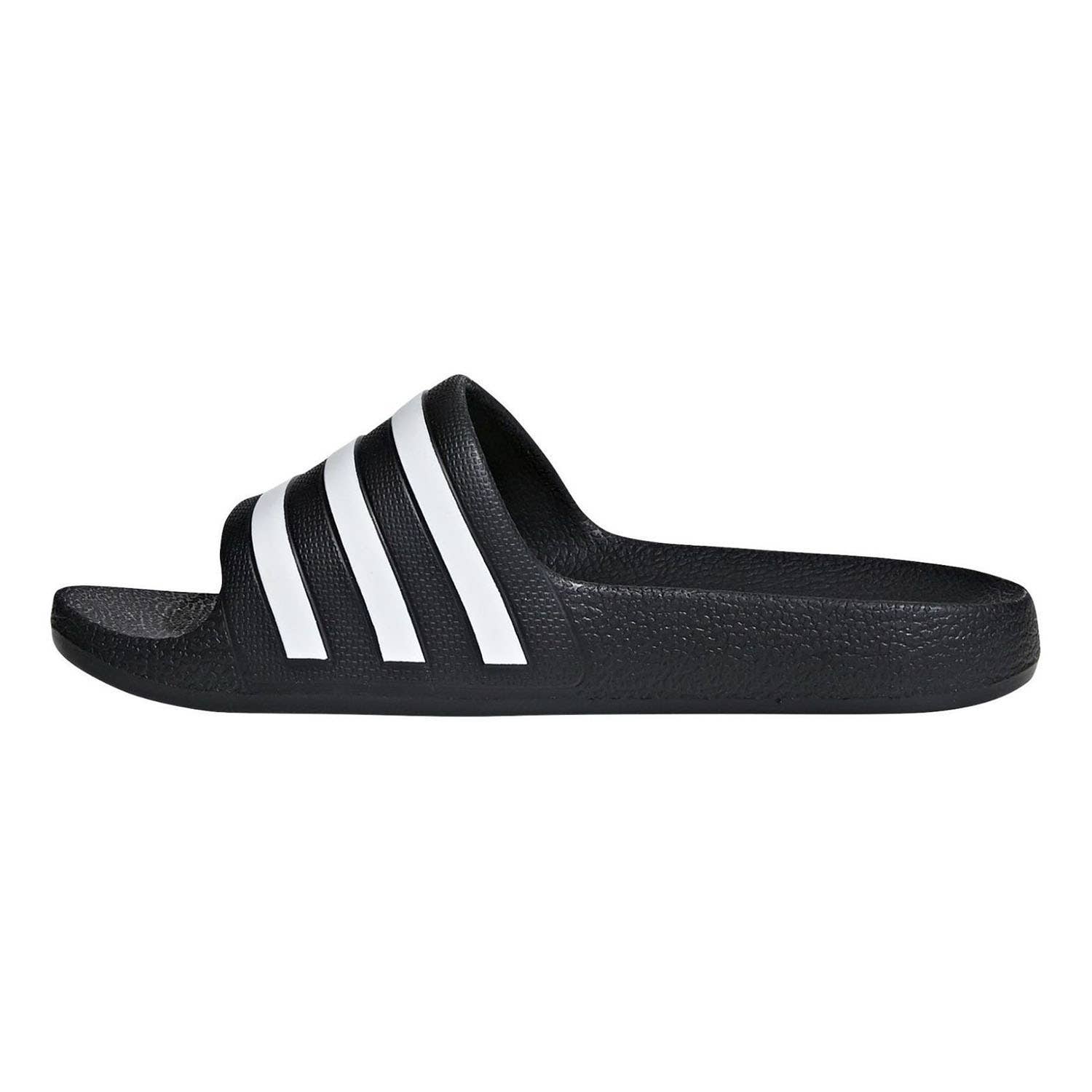 JUNIOR BLACK AND WHITE ADIDAS ADILETTE AQUA K SLIDES