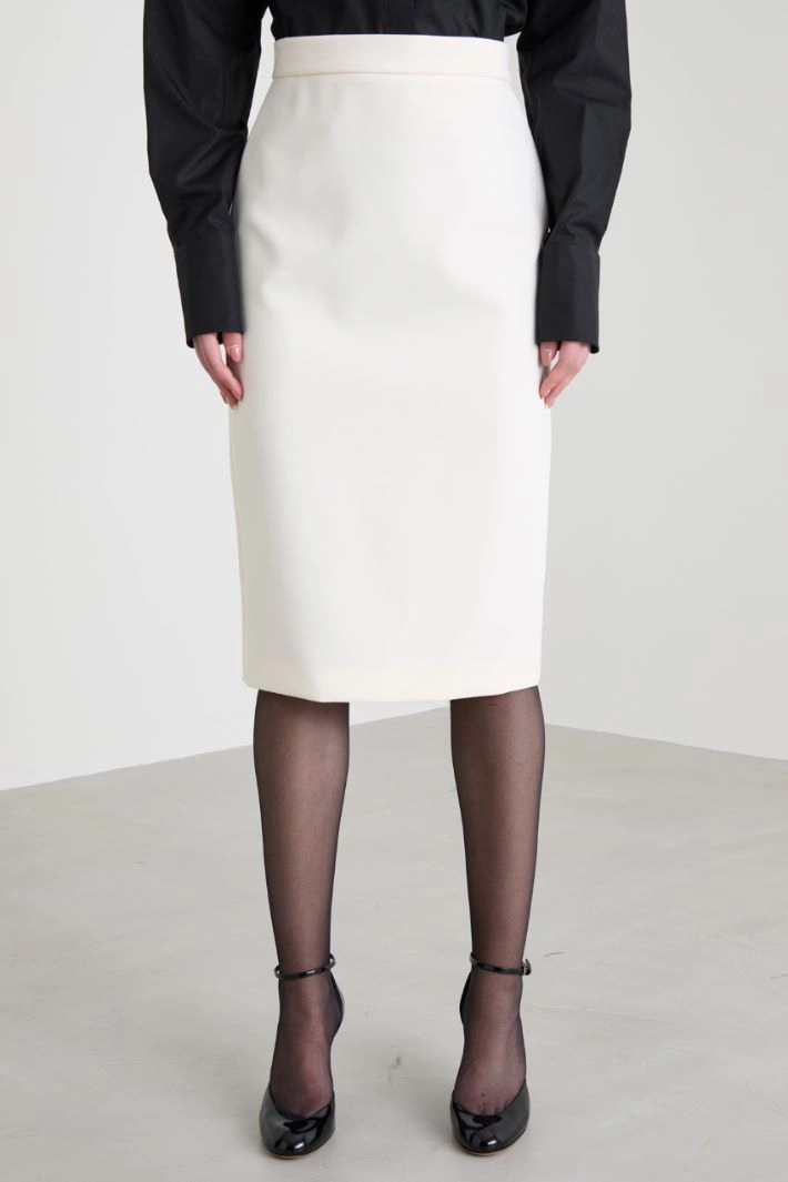 Stretch fabric pencil dress - CREAM