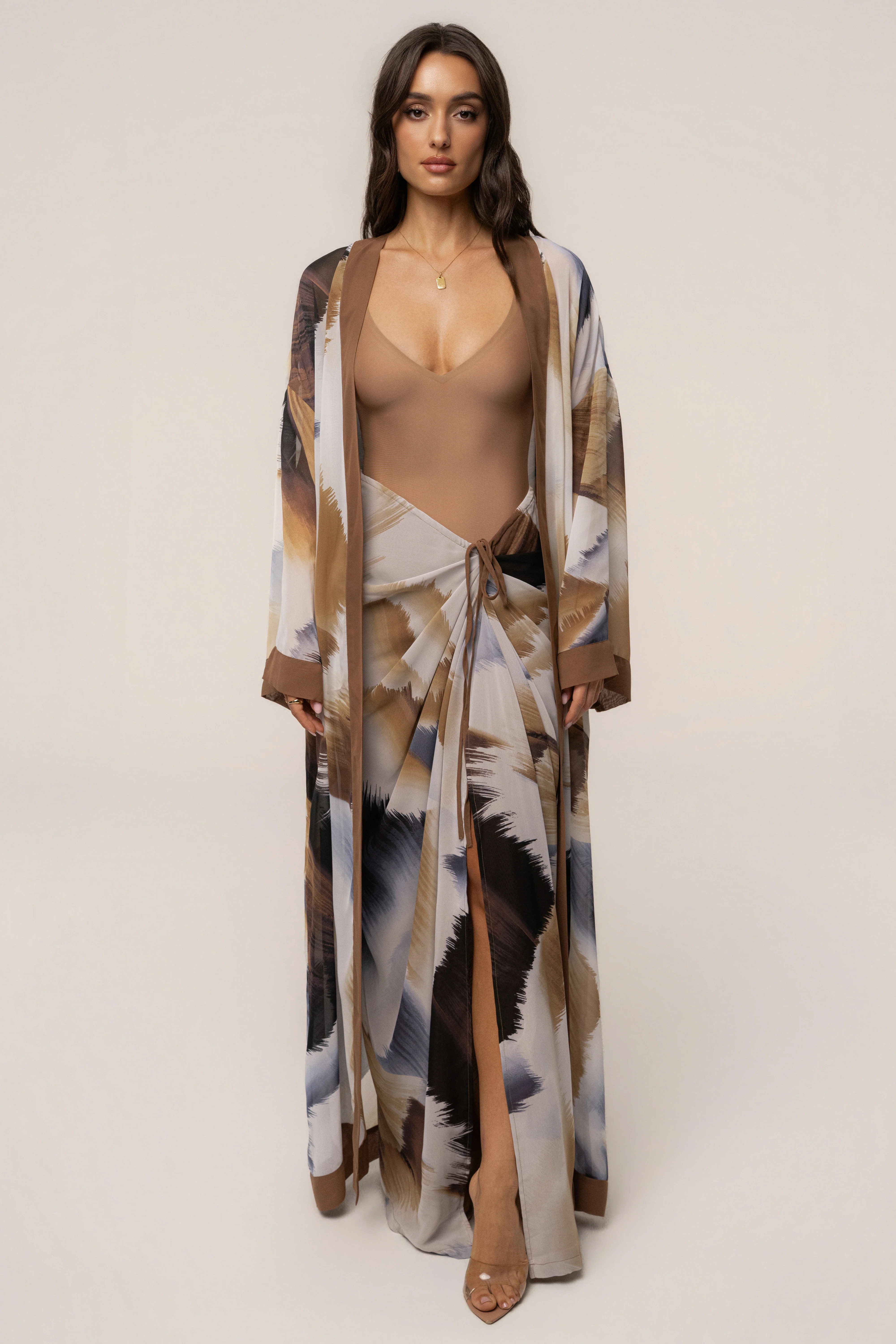 Brown Abstract Noelia Printed Skirt