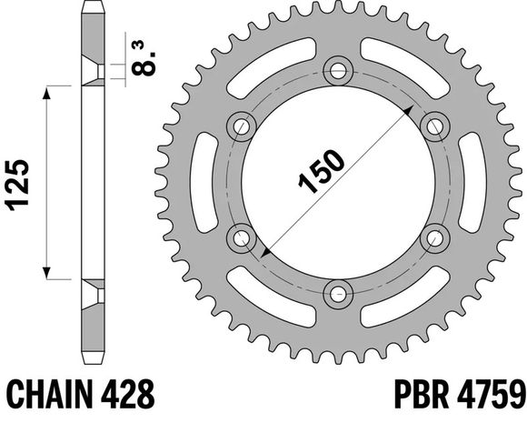 Ultra-light aluminum PBR crown 428 54 teethRef: Pbr01650A / 1151595001