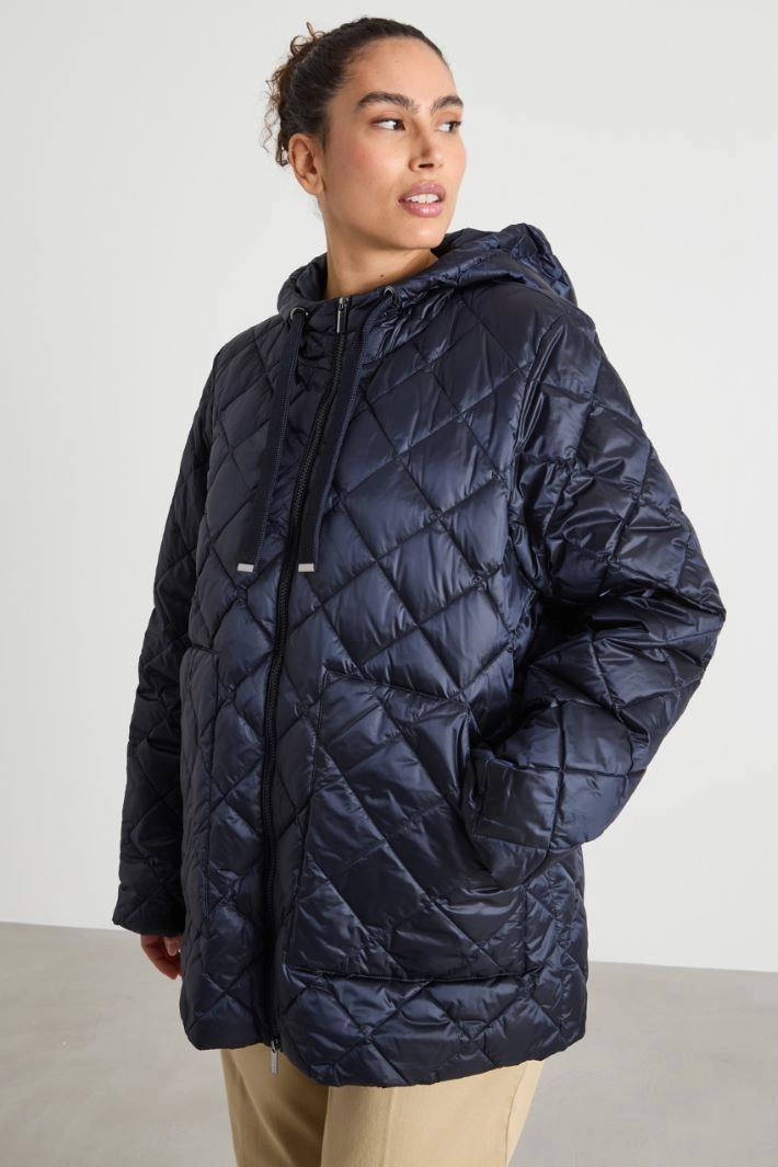 Hooded quilted jacket - BLUE