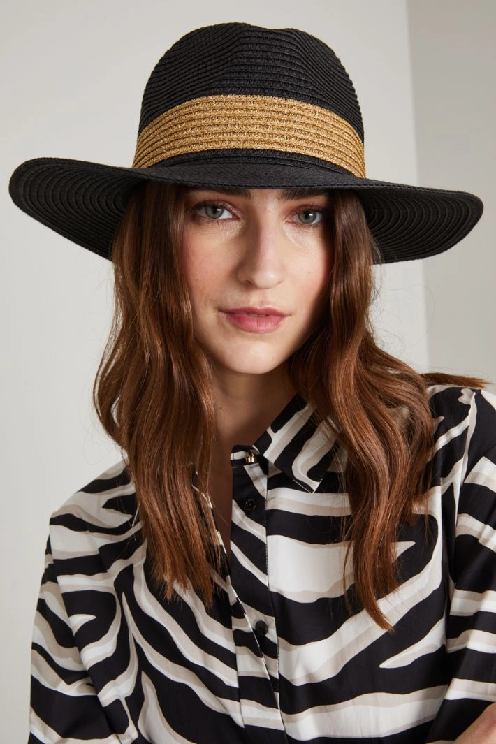 Wide brimmed hat - BLACK BEIGE