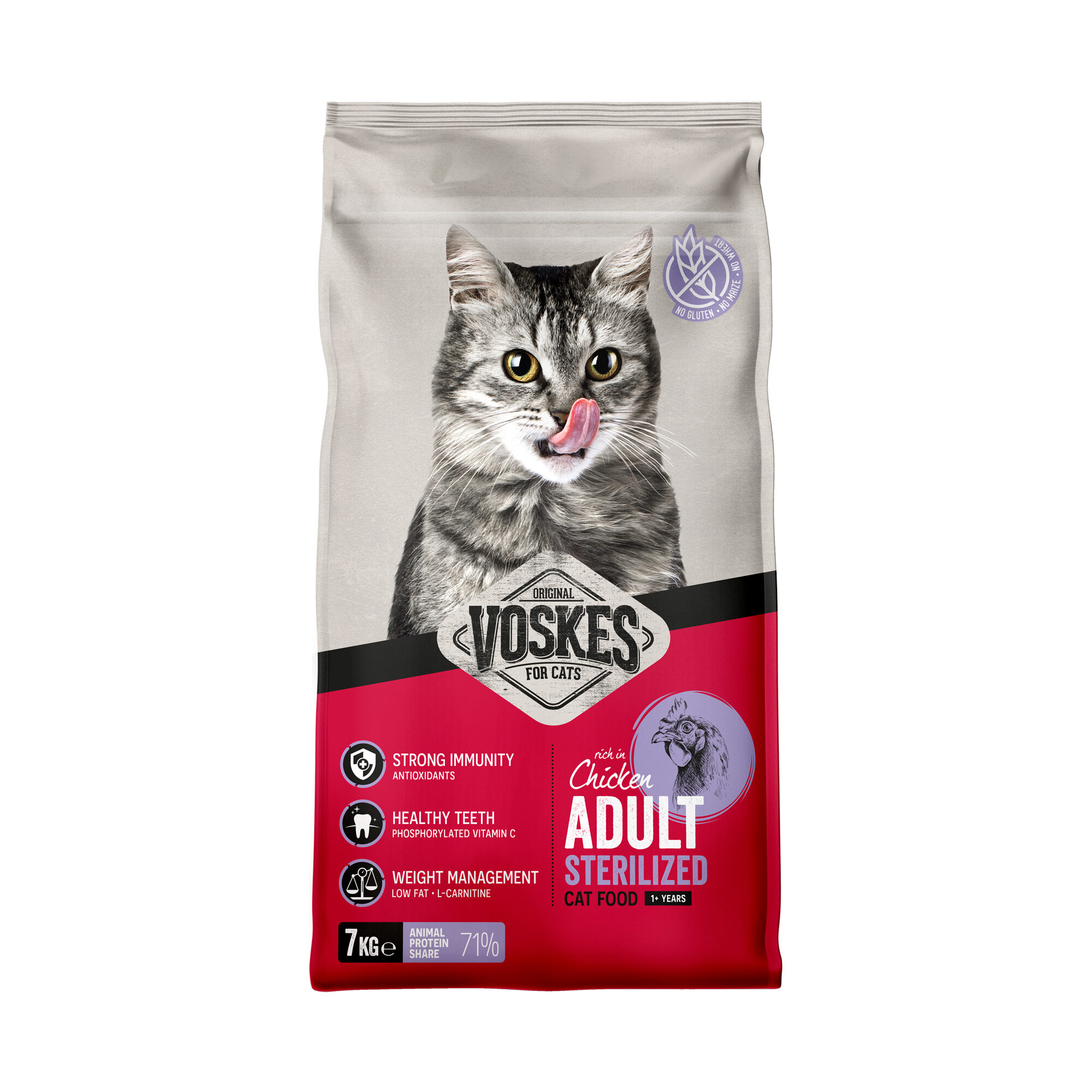 Voskes Adult Sterilized Cat Food - Chicken - 2 kg