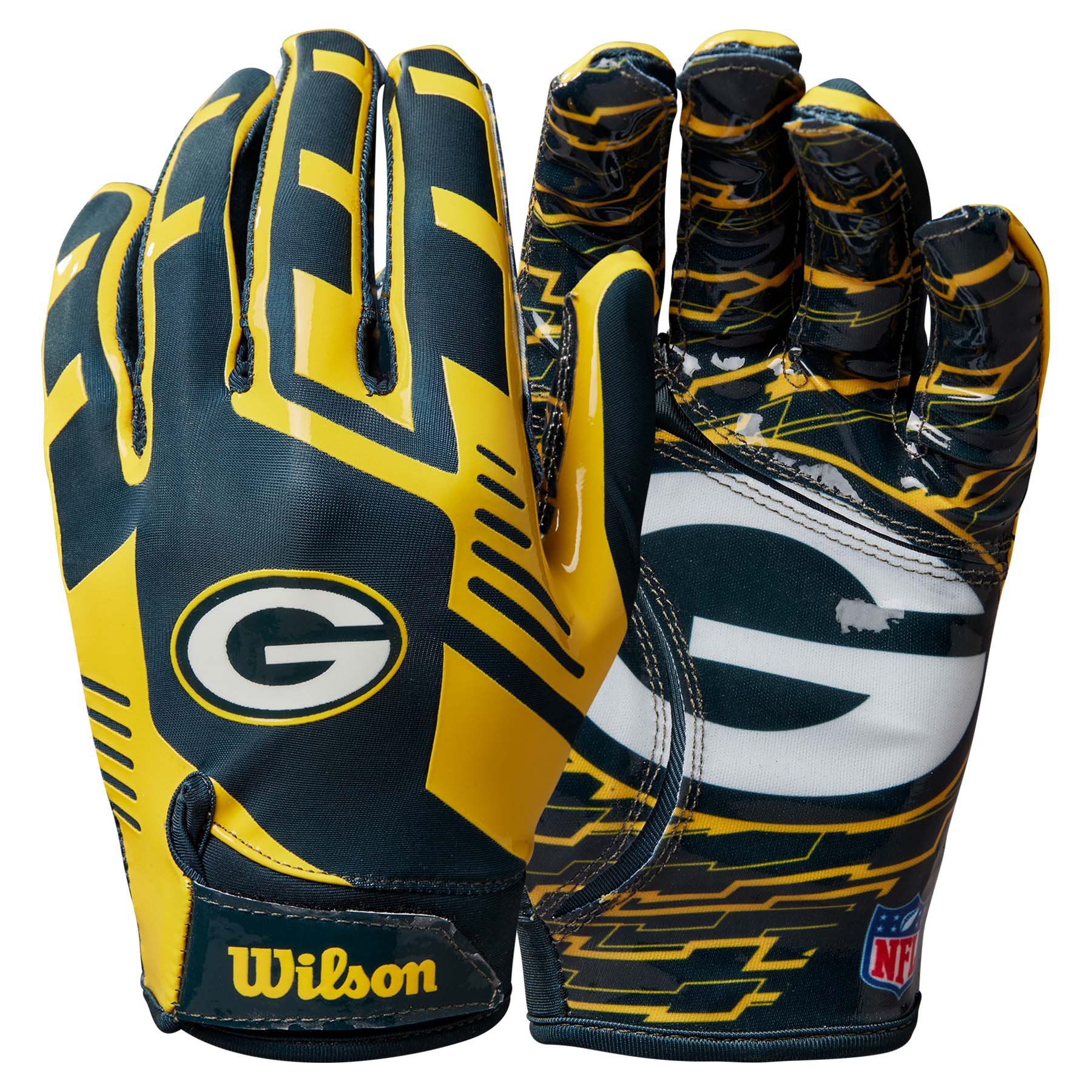 Green Bay Packers Wilson Stretch-Fit NFL Receivers Gloves