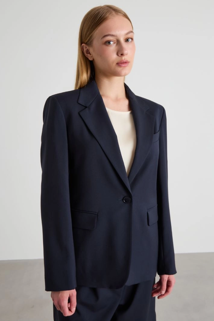 Wool canvas blazer - NIGHT BLUE