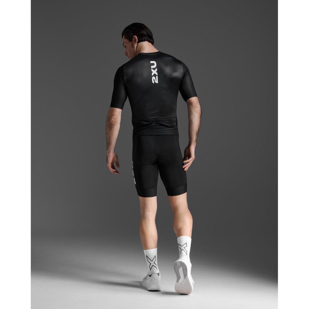 2XU Aero Hex Tri Sleeved Top Men - black/white