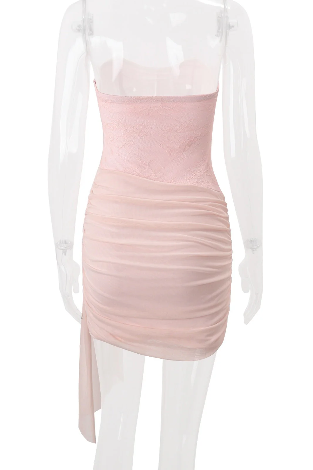 Strapless Pink Bodycon Dress with Train