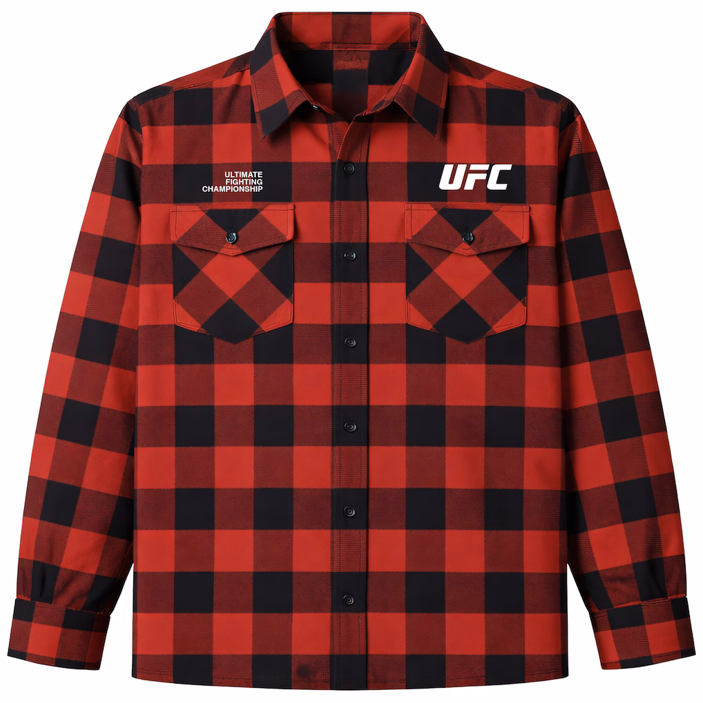 Men's Red UFC Seattle Flannel Button-Up Shirt