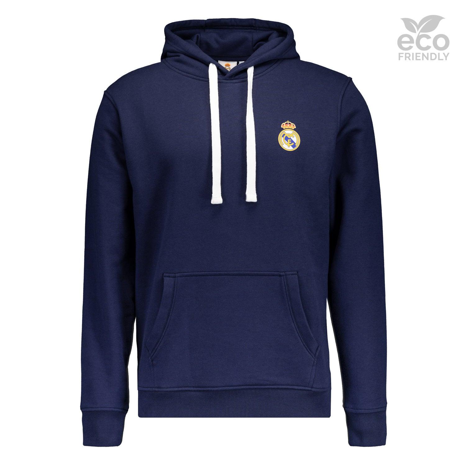 Mens ECO Essentials Real Madrid Color Crest Hoodie Navy