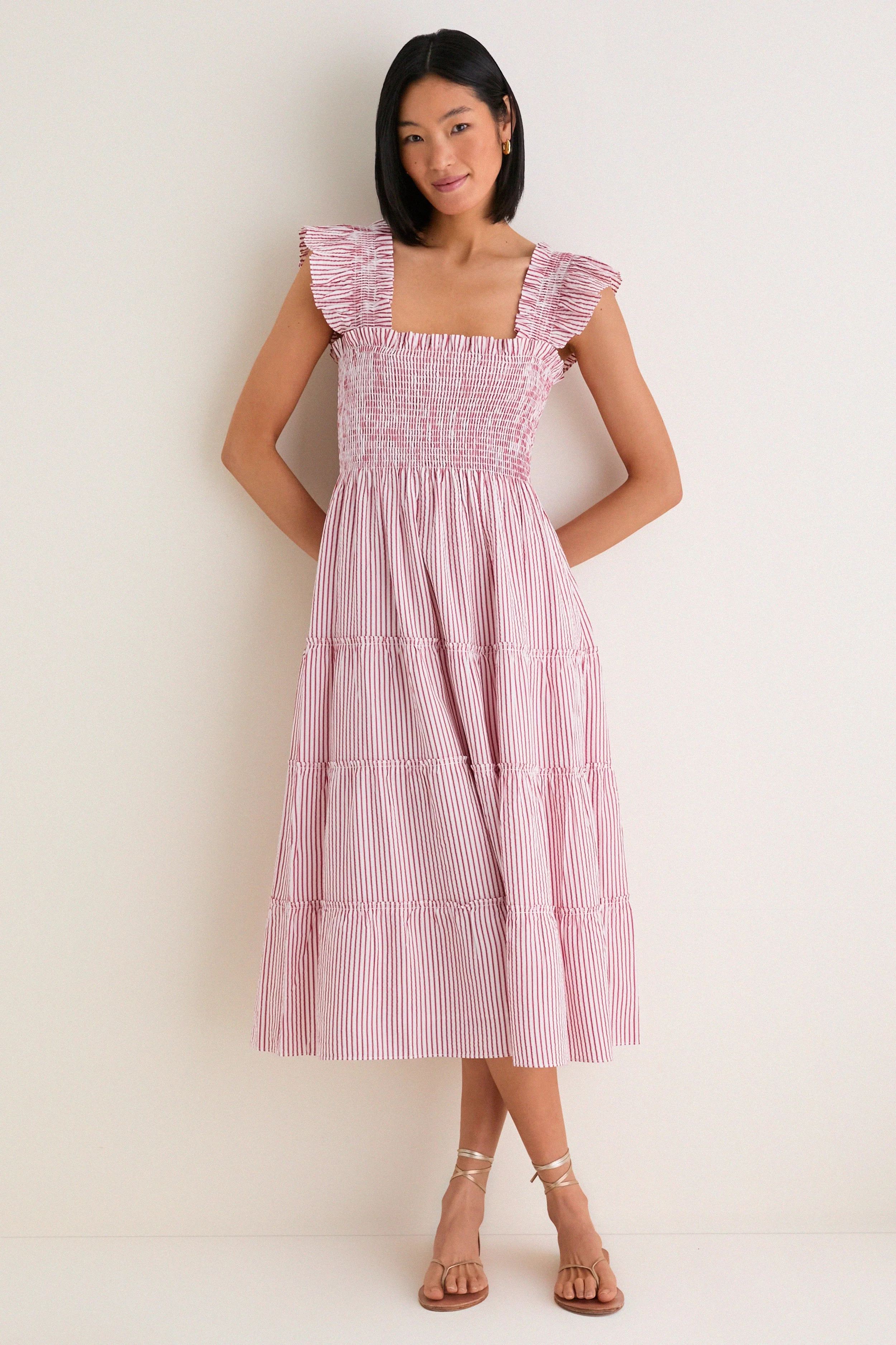 Red Ticking Stripe Ellie Nap Dress
