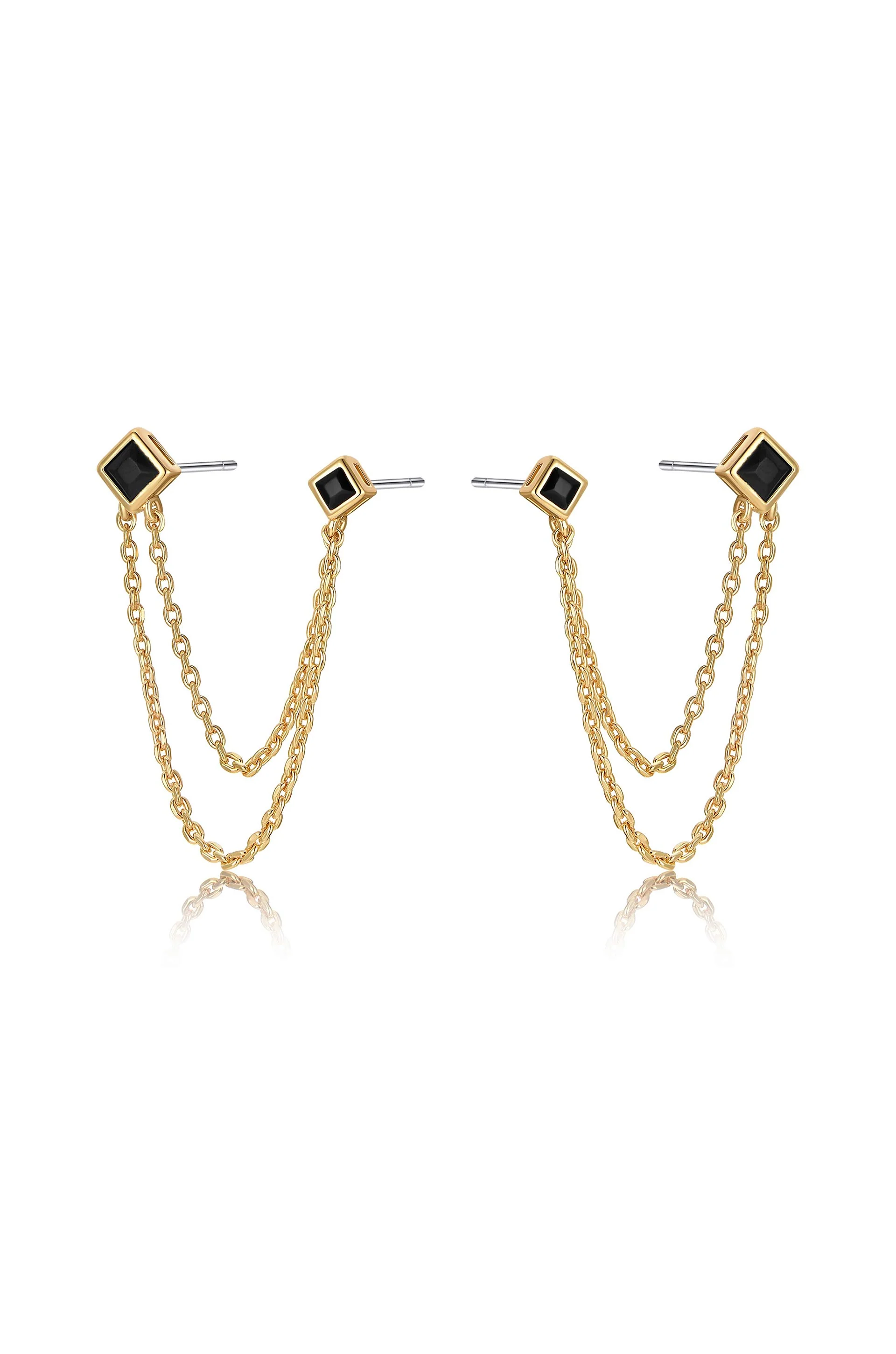 Double Piercing Diamond Shape Earrings