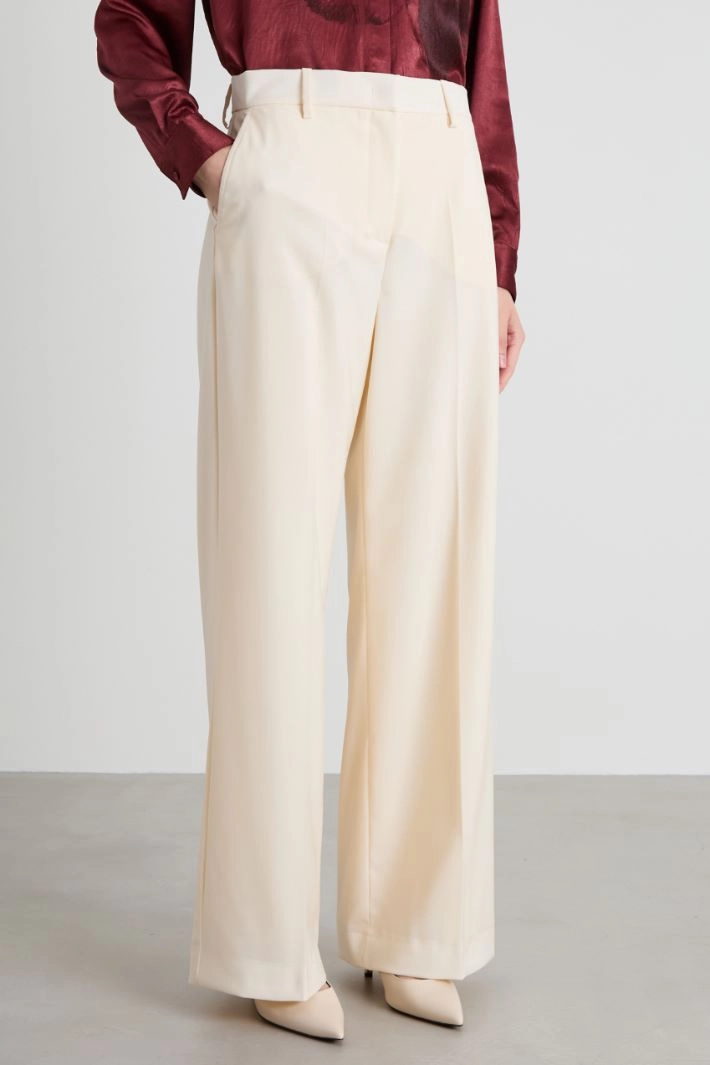 Wool canvas trousers - IVORY