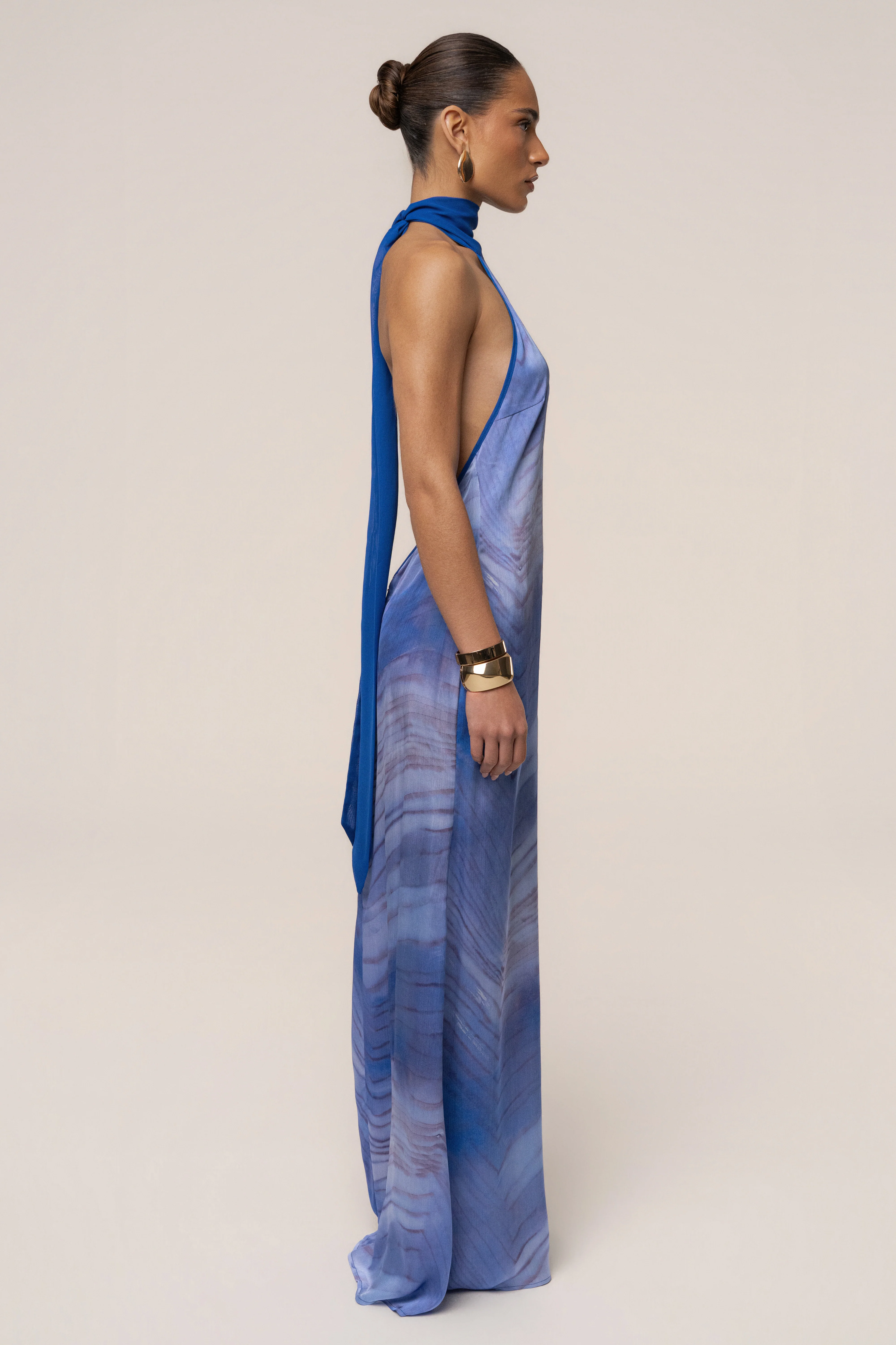 Blue Sunset Waves Maxi Dress