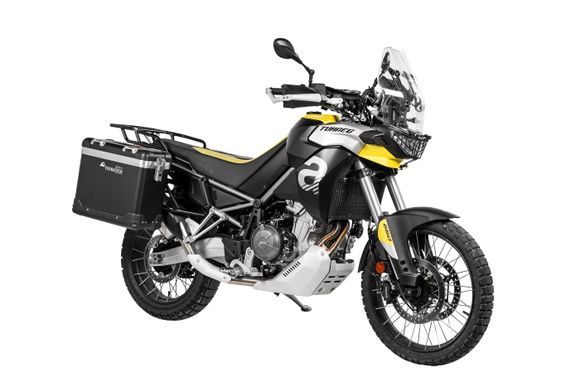 Touratech ZEGA Pro 31/38 suitcase - Black support included - Black anodizedAPRILIA 660 TUAREG 660 - 2021 - 2026Ref: Trt01157A / 01-415-5782-0