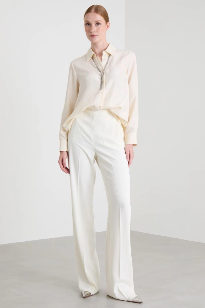 High waist trousers with straight leg - IVORY