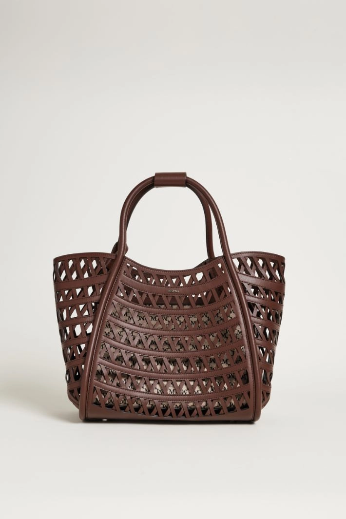 Woven leather bag - DARK BROWN