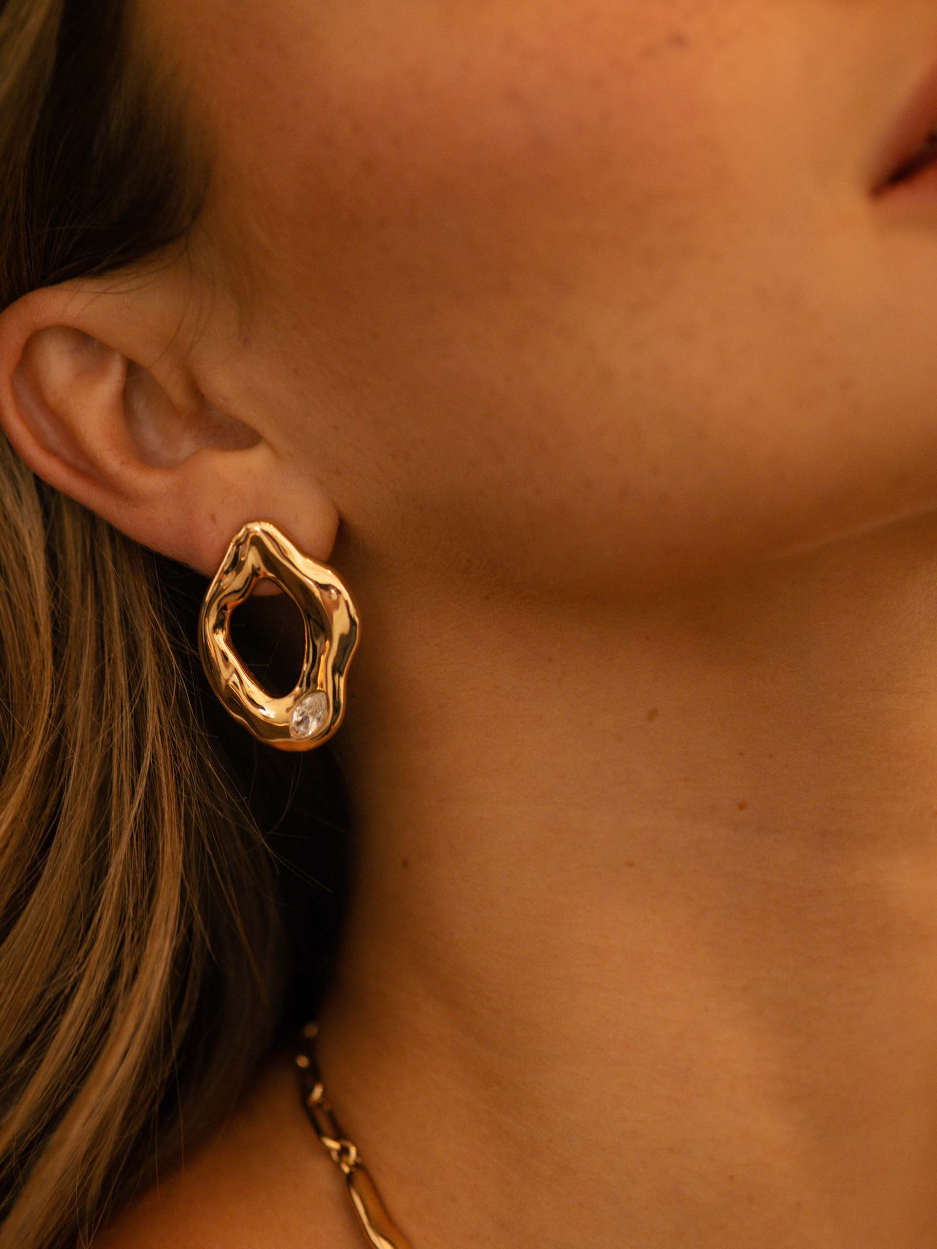 Melting Metal Crystal Earrings
