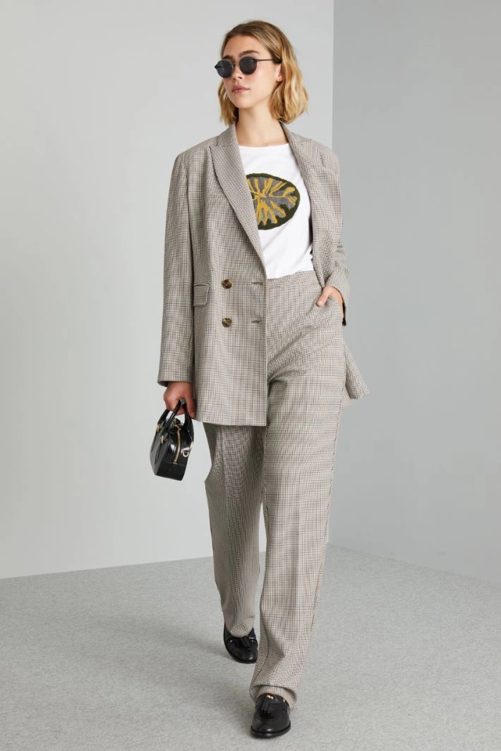 Straight-leg batavia trousers - BROWN BLACK CREAM