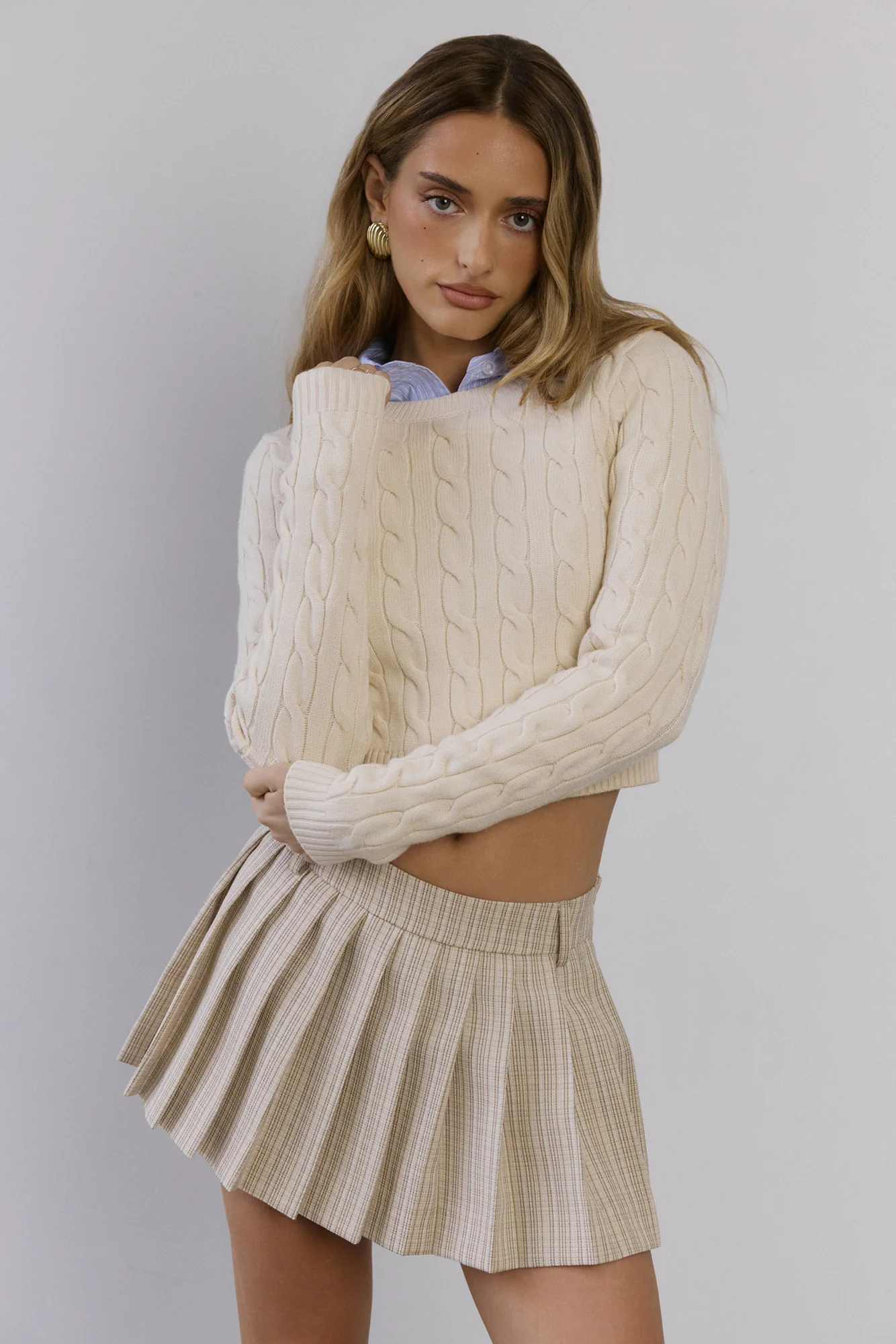 Yacht Club Pleated Mini Skort Beige