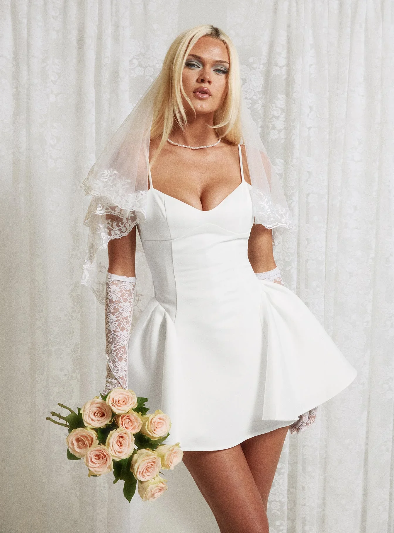 Alympia Pleat Mini Dress White
