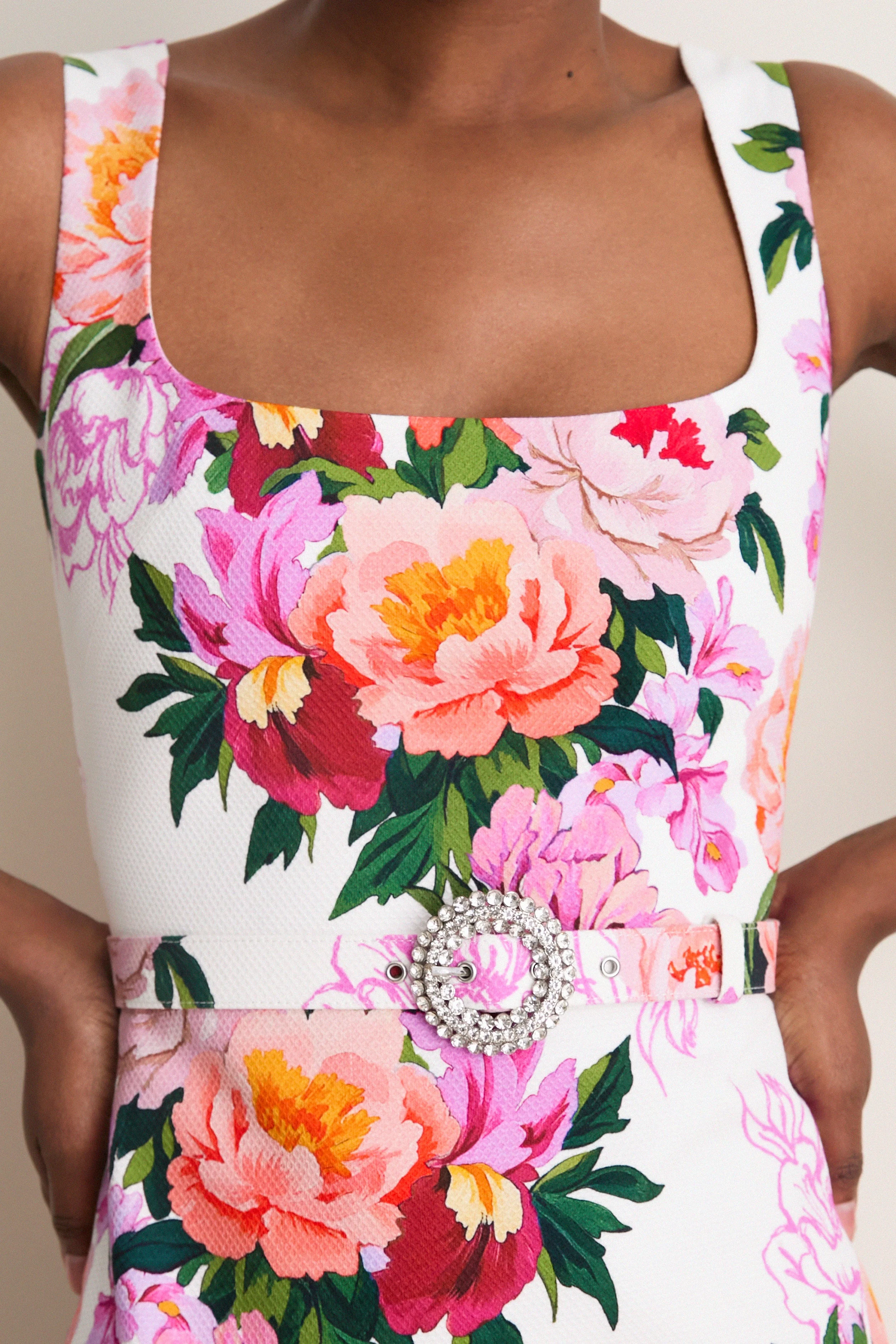 Peony Drip Pique Davie Dress