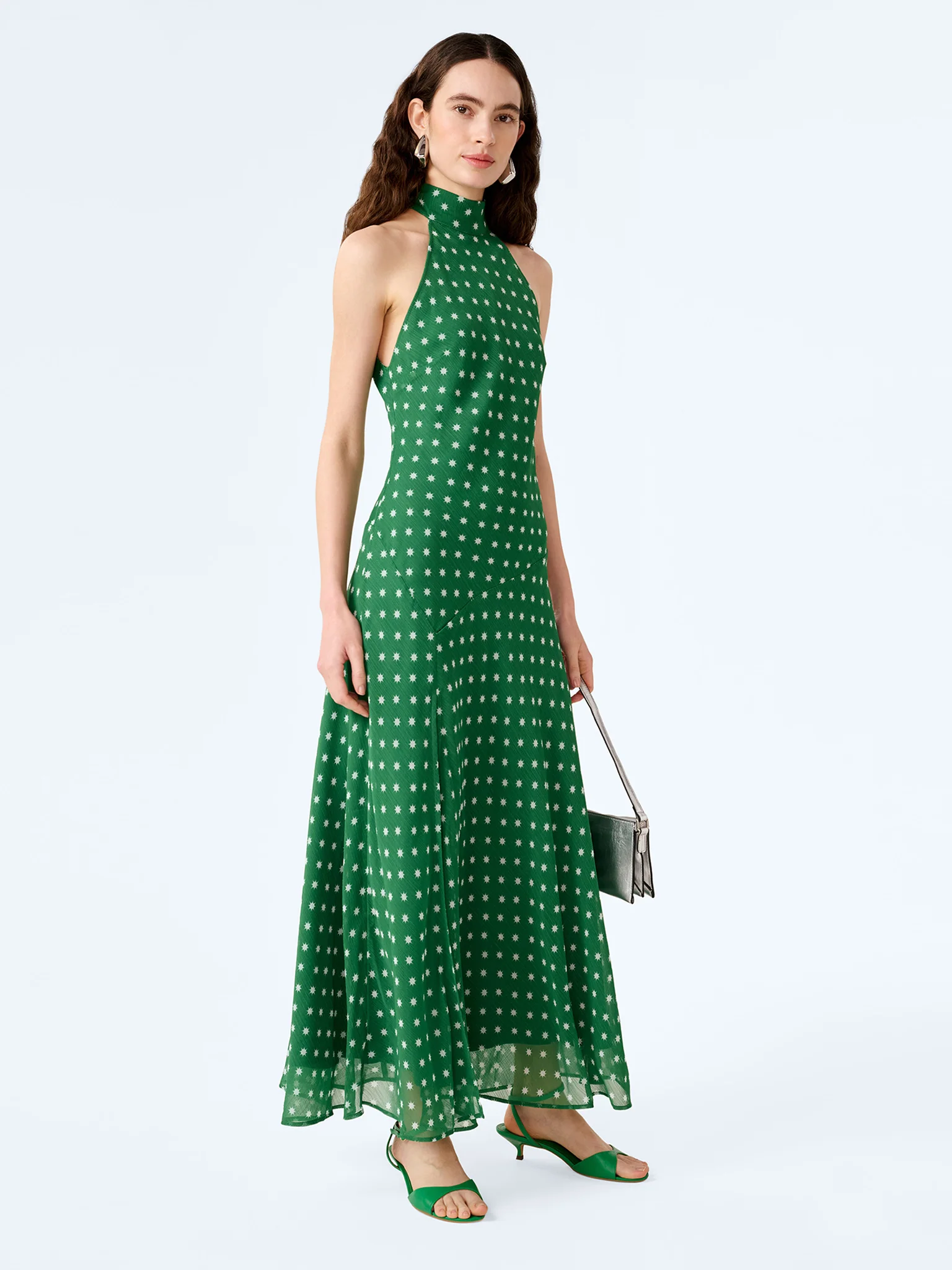 Elsie Dress in Green Starburst