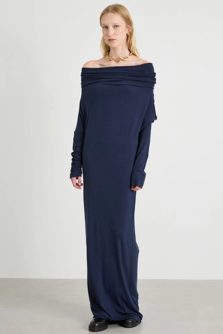 Cowl Neck Dress - BLUE