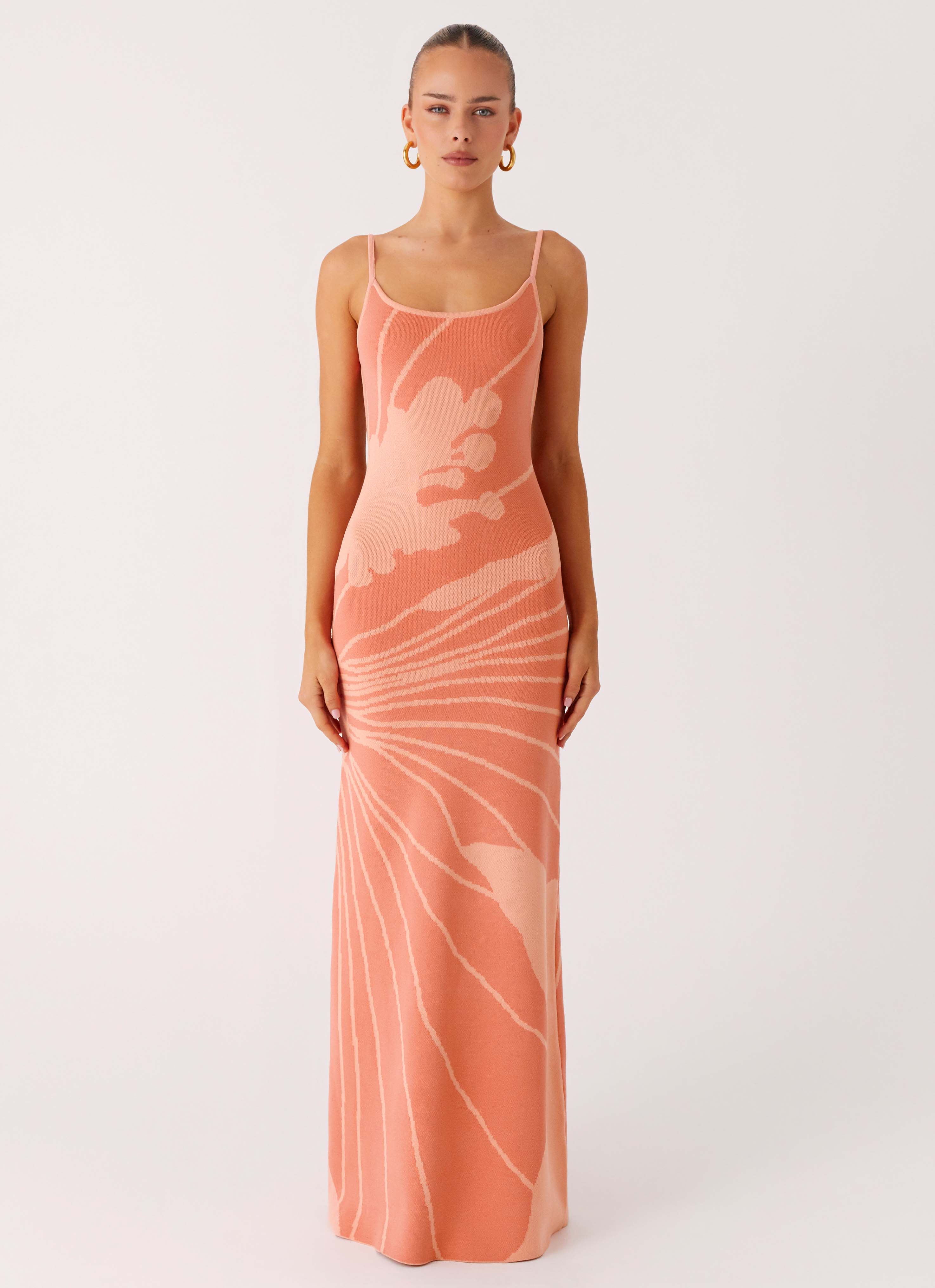 Bliss View Knit Maxi Dress - Peach