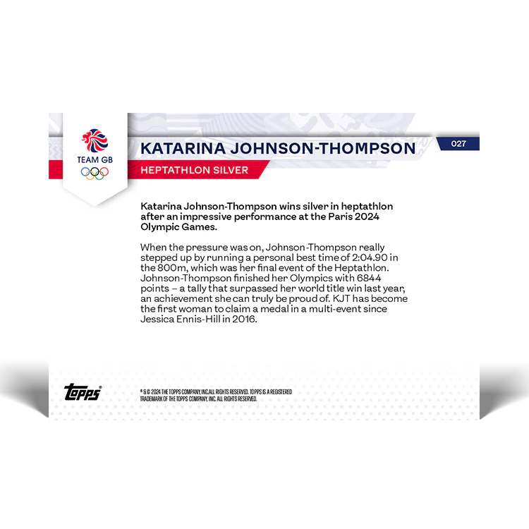 Katarina Johnson-Thompson - Heptathlon Silver - 2024 Team GB TOPPS NOW® Card 27