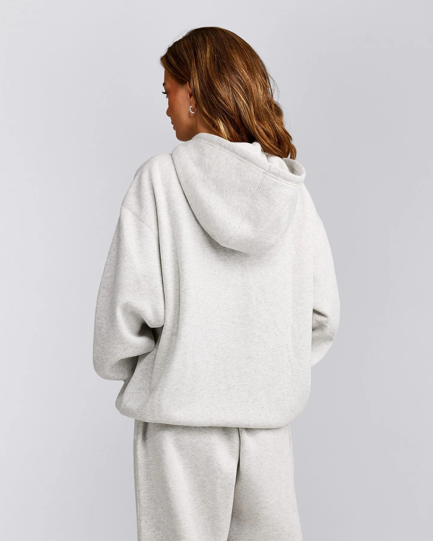 Foundations Cosy Oversized Zip Through Hoodie | Light Grey Marl