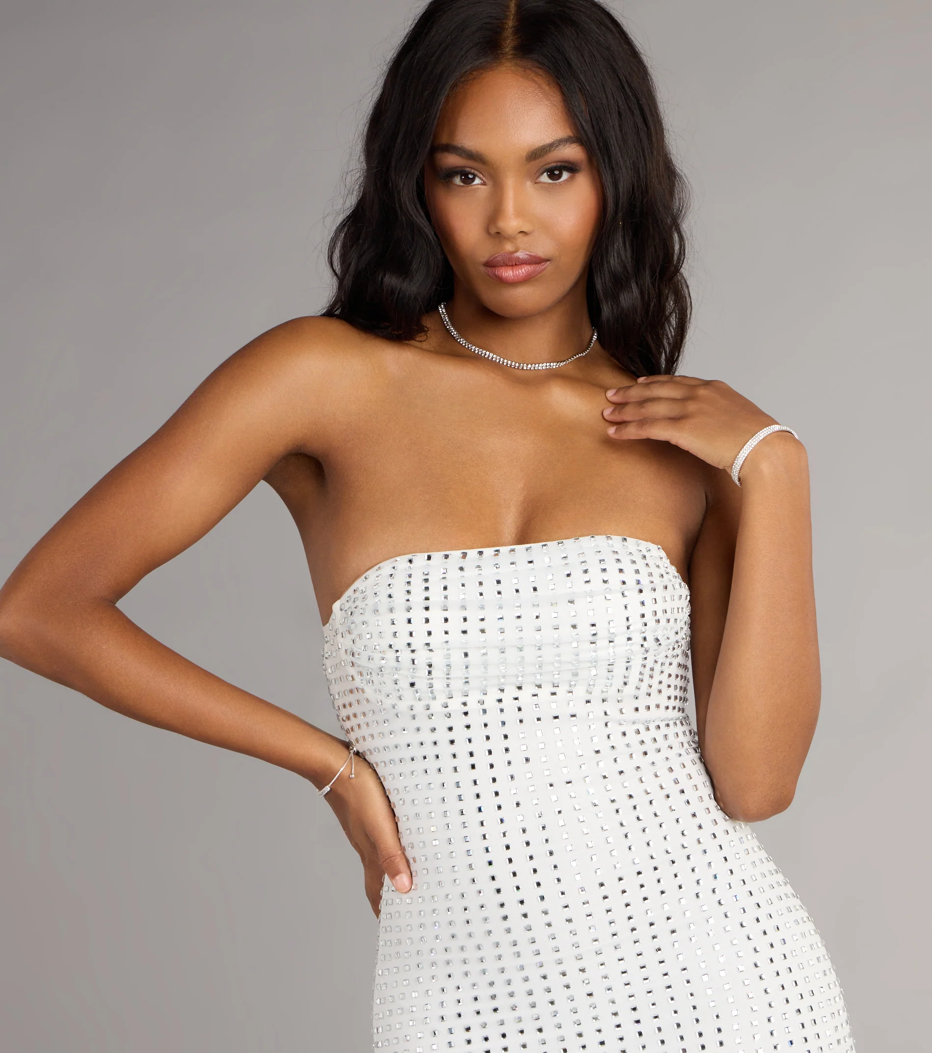 Incredible Glow Rhinestone Mini Dress
